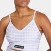Pink Soda Sport Women’s Gingham Sports Bra Pastel Lilac / Optic White sold by JD Sports