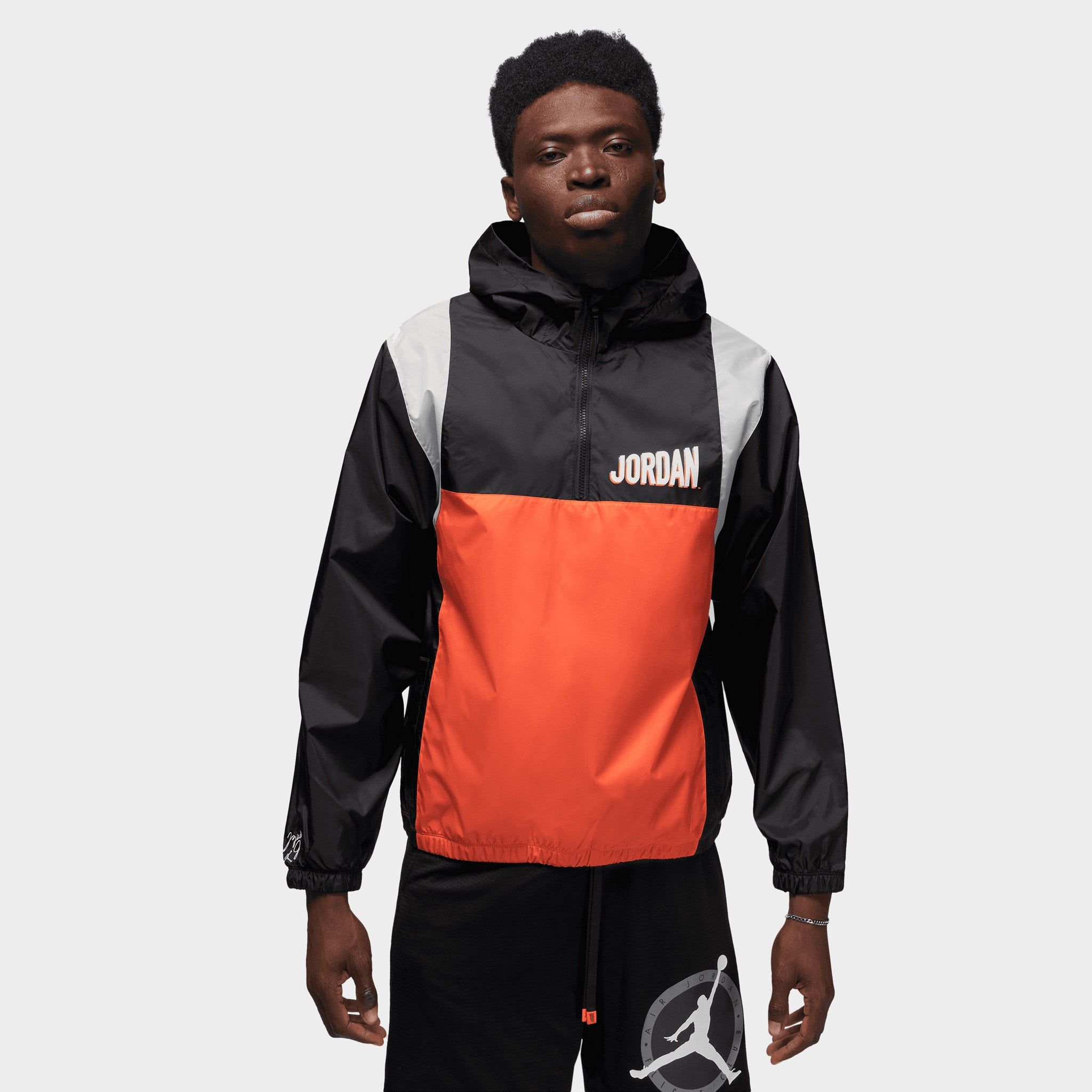 Jordan Flight MVP Hooded Pullover Jacket Black / Rush Orange - Phantom sold by JD Sports