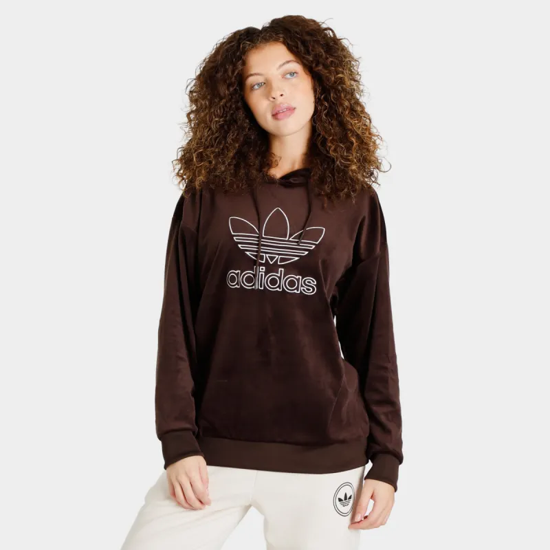 adidas Women's Velour Pullover Hoodie / Dark Brown sold by JD Sports
