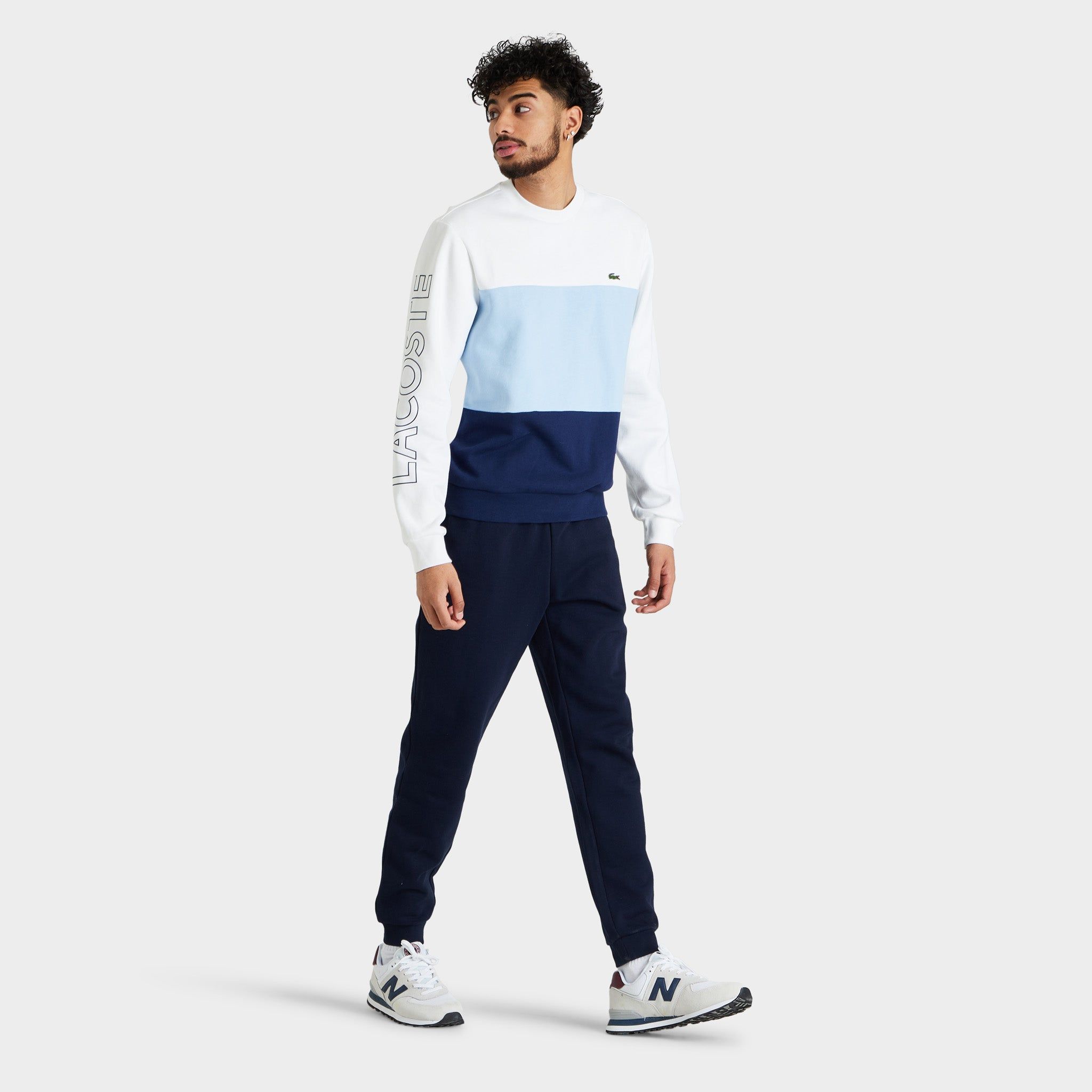 Lacoste Letter Colorblock Fleece Crewneck White / Blue sold by JD Sports product image thumbnail 5