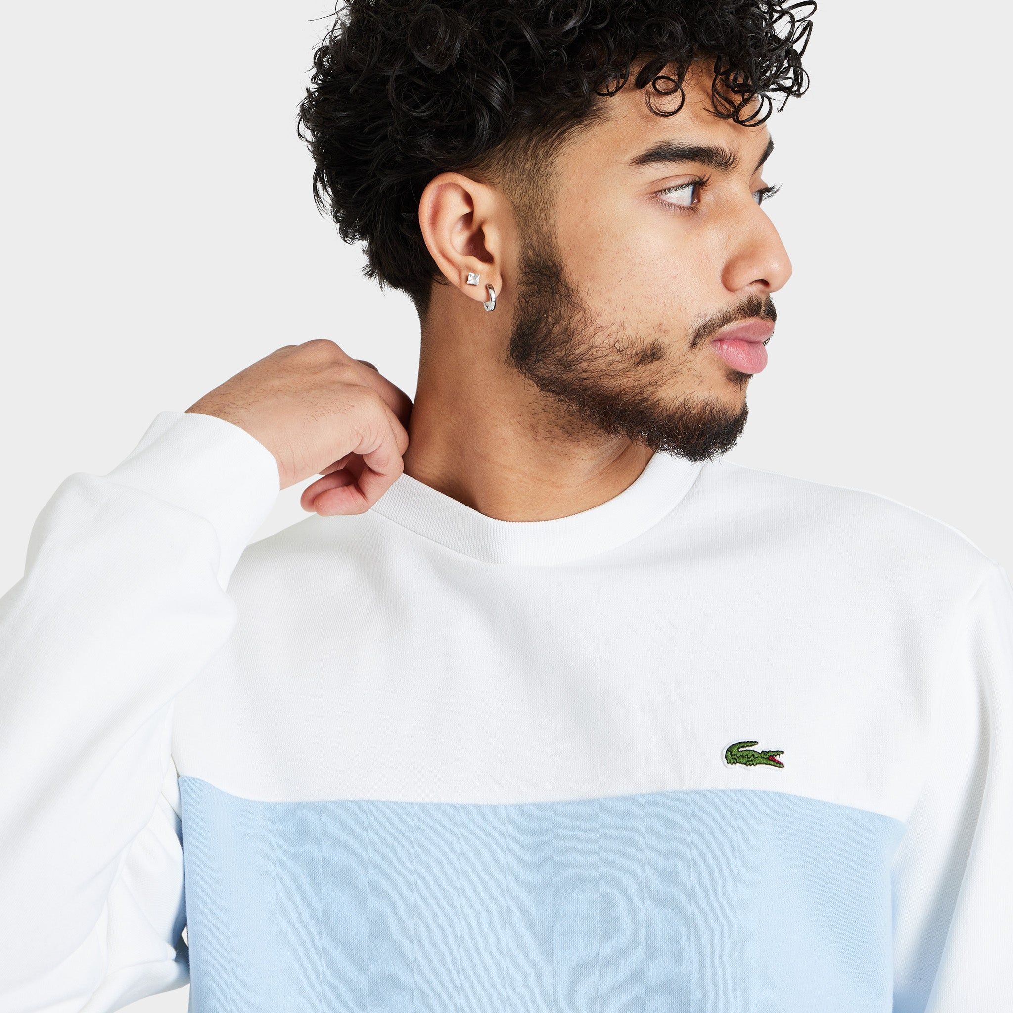 Lacoste Letter Colorblock Fleece Crewneck White / Blue sold by JD Sports product image thumbnail 3
