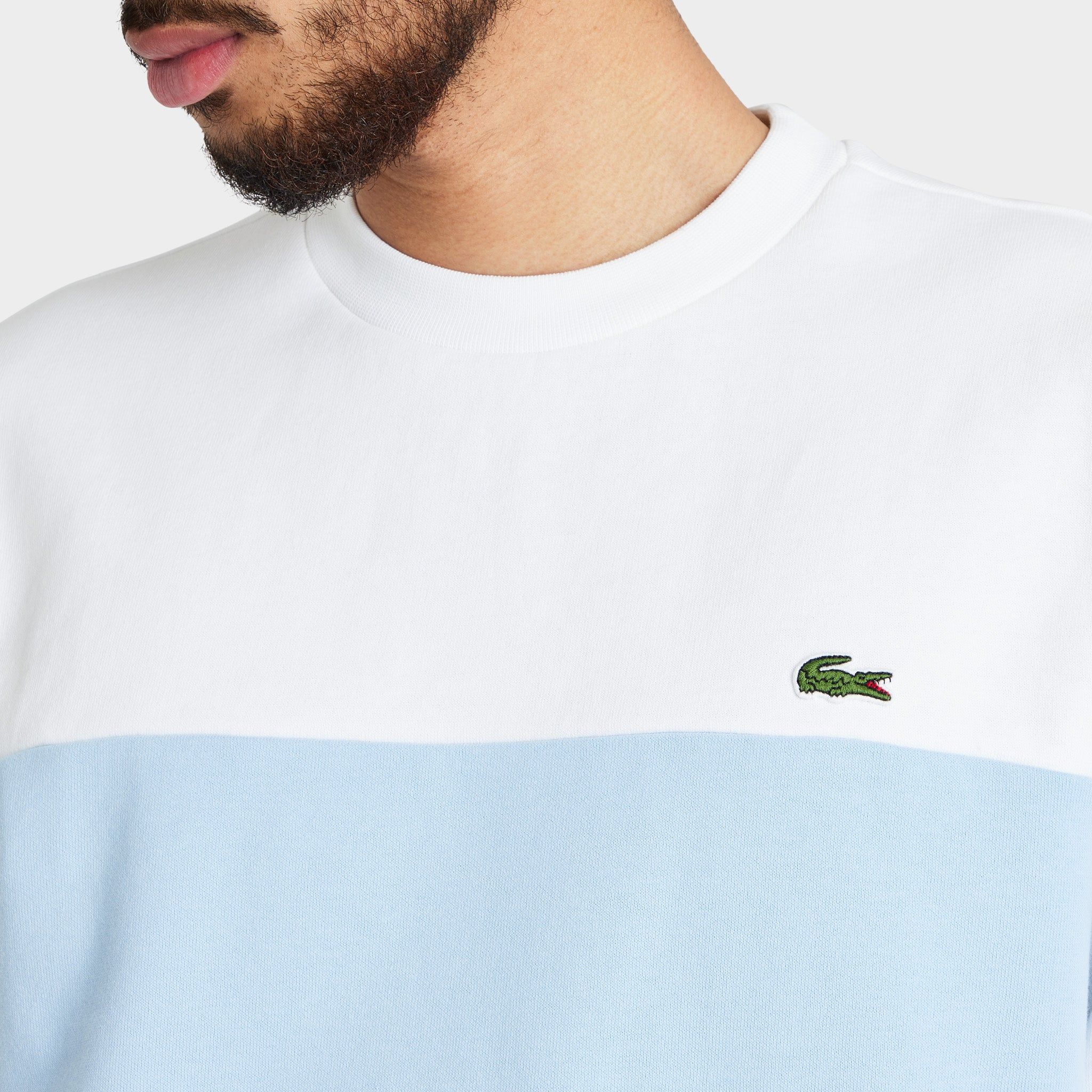 Lacoste Letter Colorblock Fleece Crewneck White / Blue sold by JD Sports product image thumbnail 4