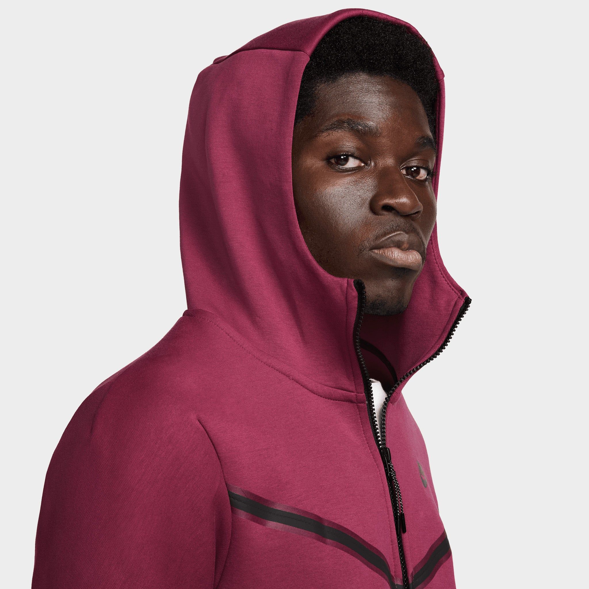 Nike Sportswear Tech Fleece Full Zip Hoodie Rosewood / Black sold by JD Sports product image thumbnail 4