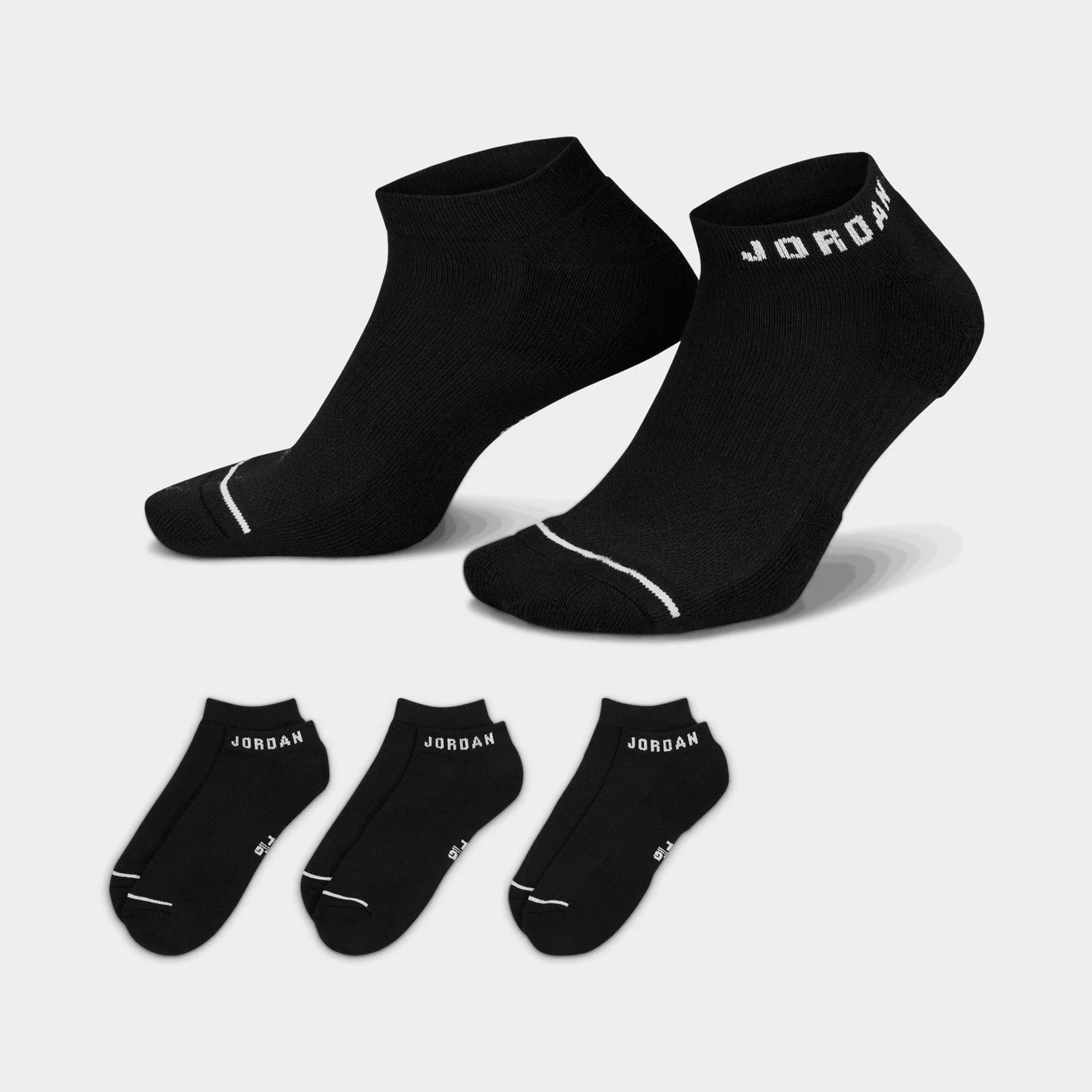 Jordan Everyday No-Show Socks (3 Pack) Black / White sold by JD Sports
