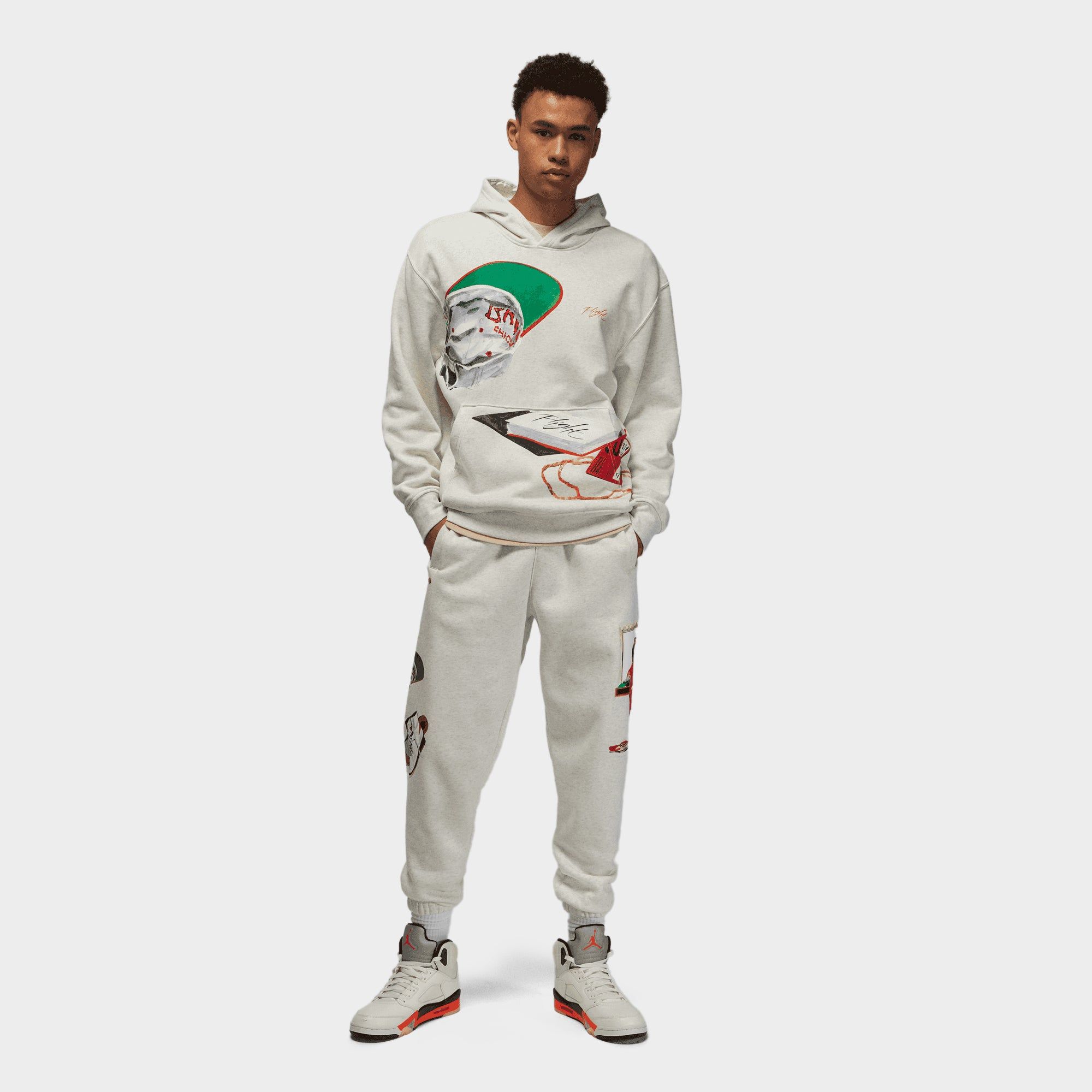 Jordan Artist Series by Jacob Rochester Pullover Hoodie Oatmeal Heather / Sail - University Red sold by JD Sports product image thumbnail 5