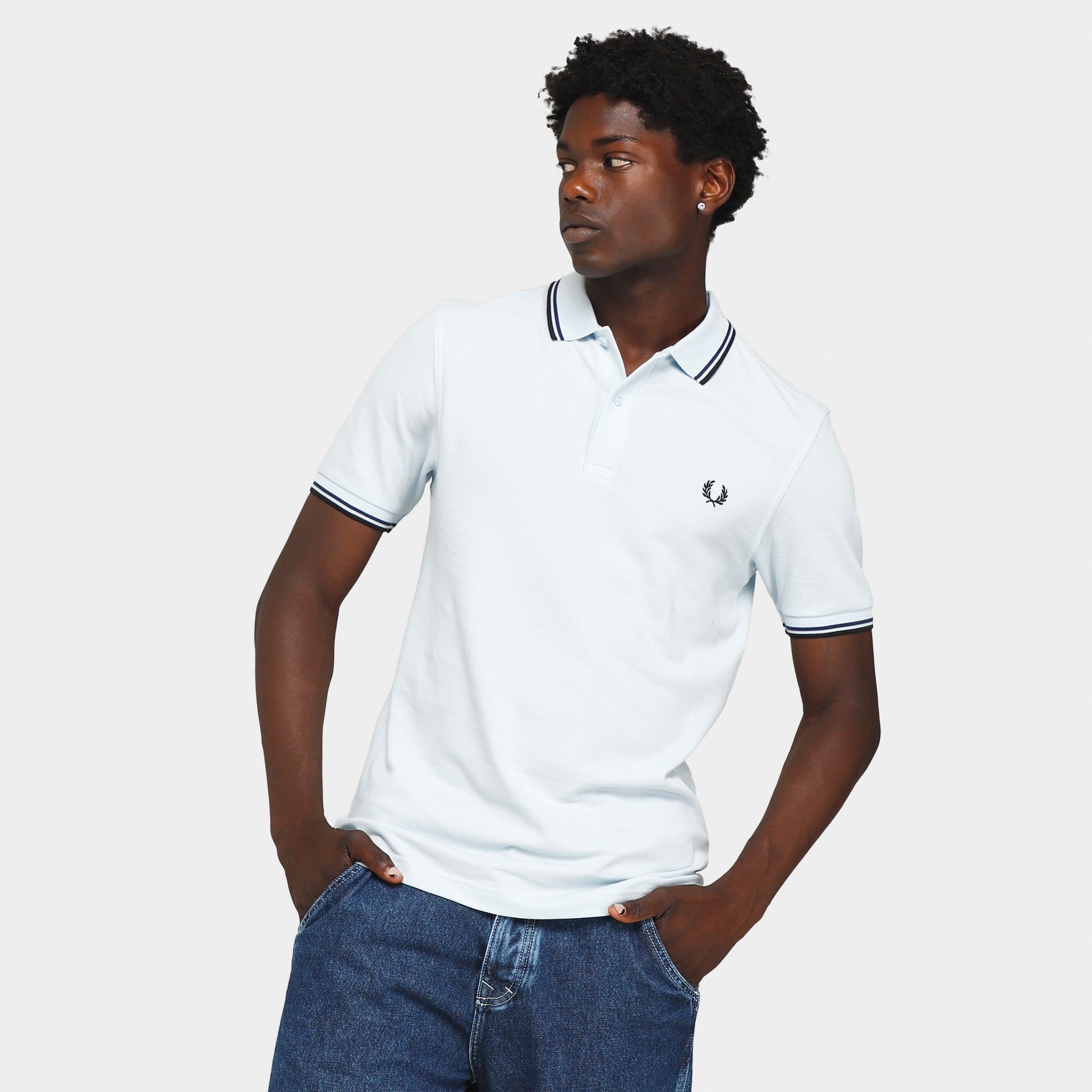 Fred Perry Twin Tipped Polo Shirt / Light Ice sold by JD Sports