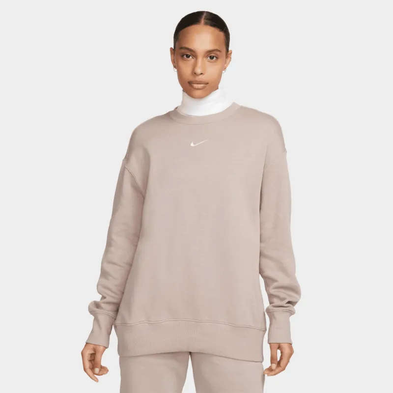 Nike Sportswear Women's Phoenix Fleece Oversized Crewneck Diffused Taupe / Sail sold by JD Sports