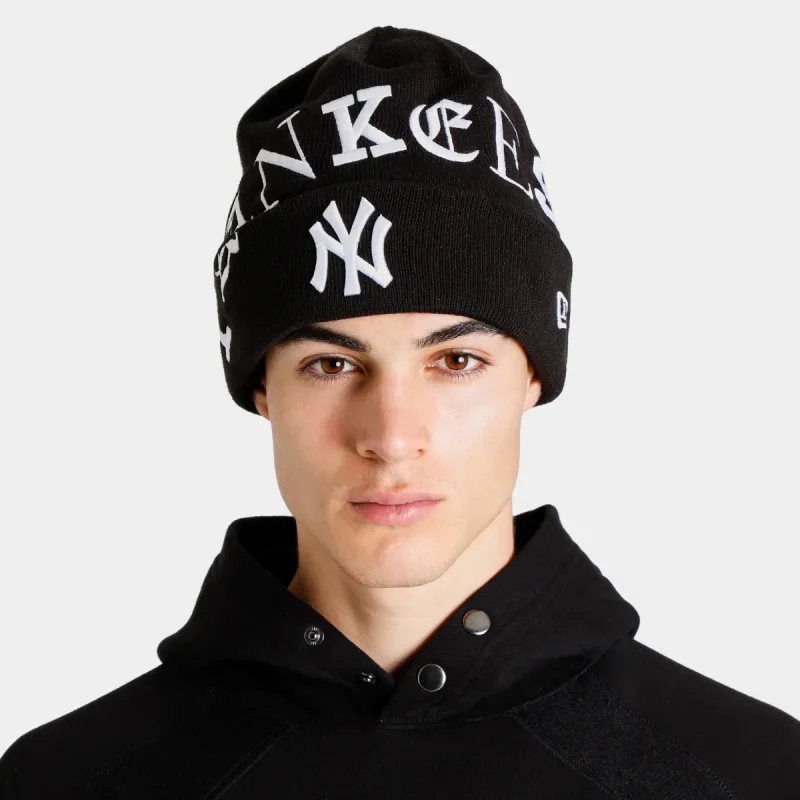 New Era New York Yankees Letter Cuffed Knit Hat / Black sold by JD Sports
