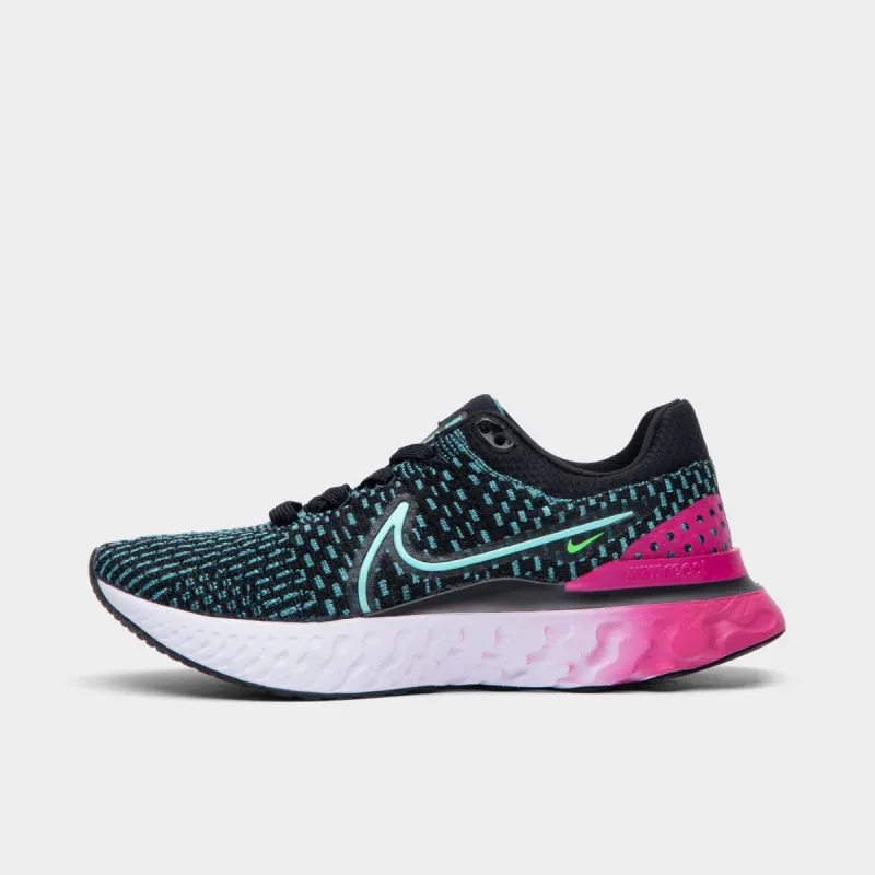 Nike Women's React Infinity Run Flyknit 3 Black / Pink Prime - Washed Teal sold by JD Sports