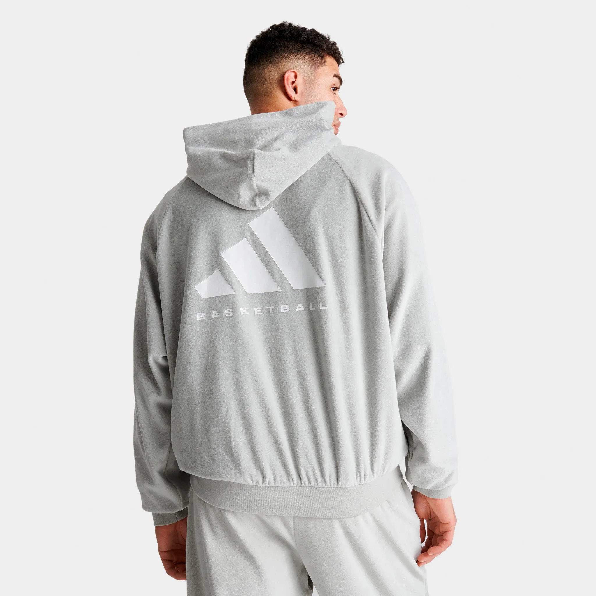 adidas Basketball Velour Pullover Hoodie / Metal Grey sold by JD Sports product image thumbnail 2