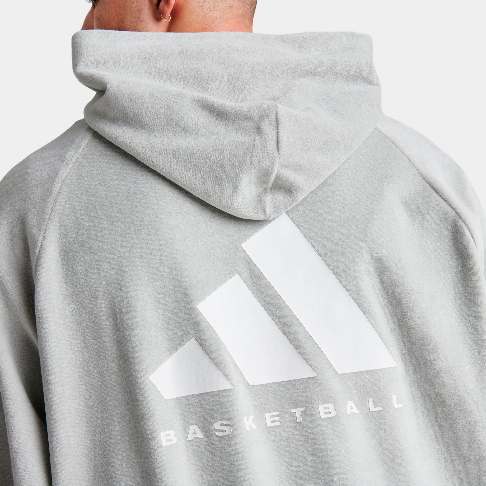 adidas Basketball Velour Pullover Hoodie / Metal Grey sold by JD Sports product image thumbnail 4
