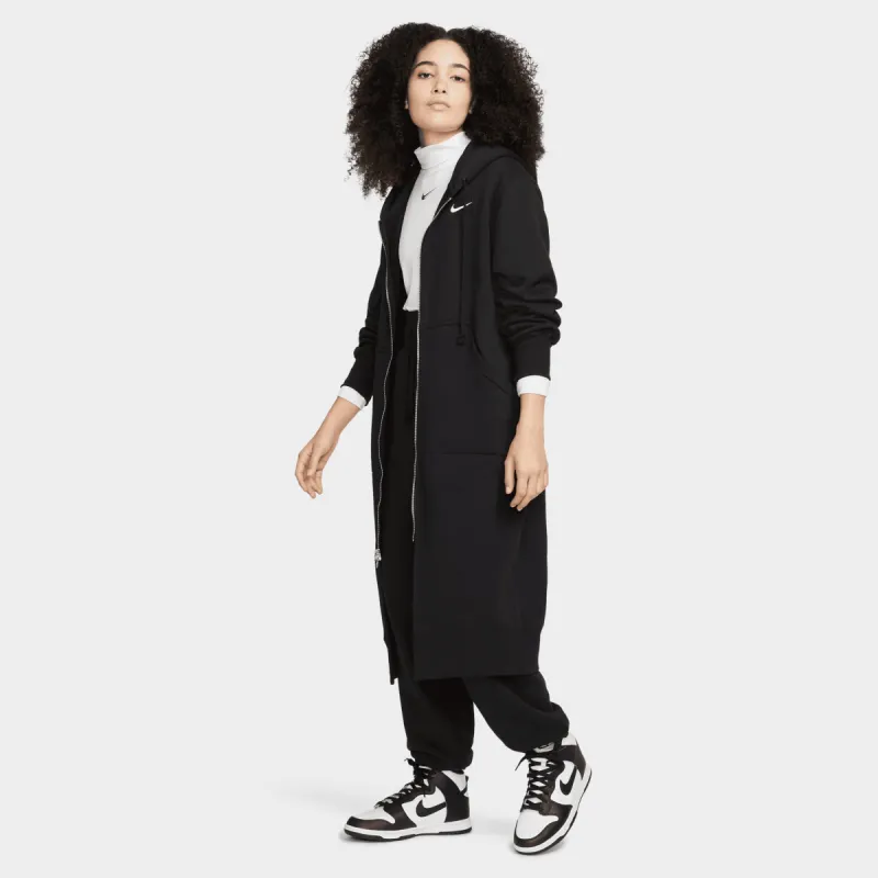 Nike Sportswear Women's Phoenix Fleece Oversized Long Full Zip Hoodie Black / Sail sold by JD Sports
