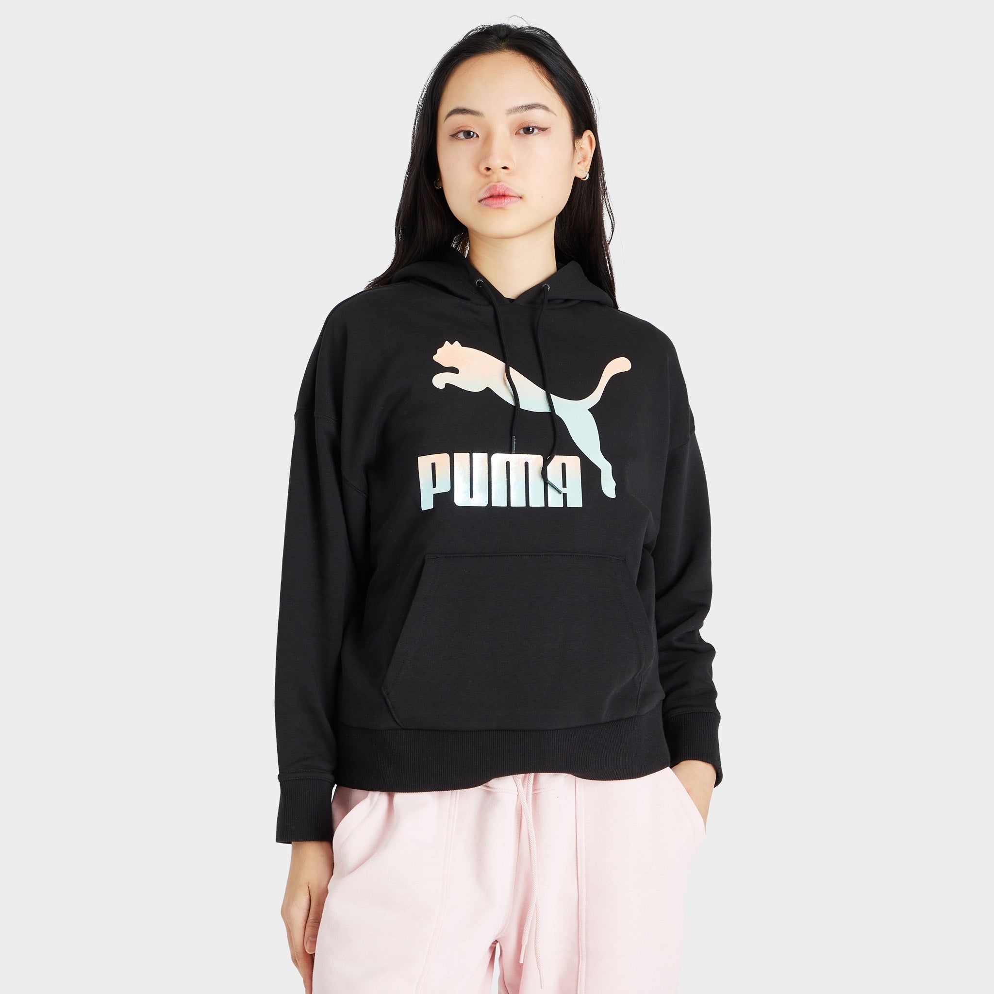 Puma Women's Classics Logo Pullover Hoodie / Puma Black Gloaming sold by JD Sports