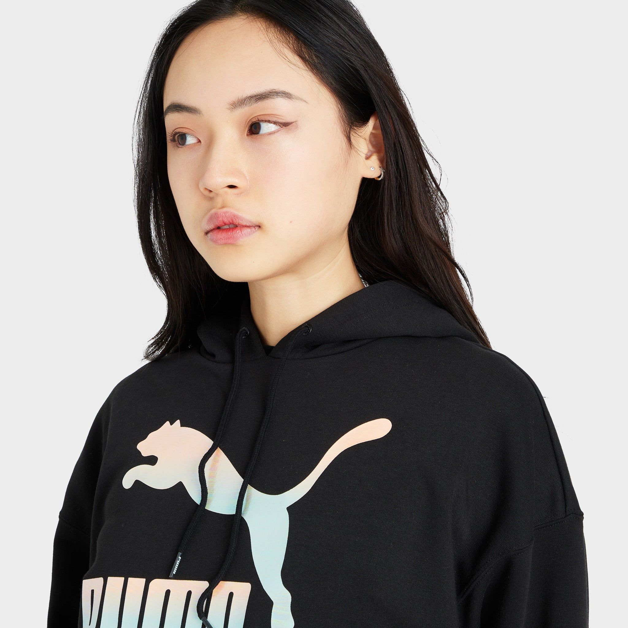 Puma Women's Classics Logo Pullover Hoodie / Puma Black Gloaming sold by JD Sports product image thumbnail 3