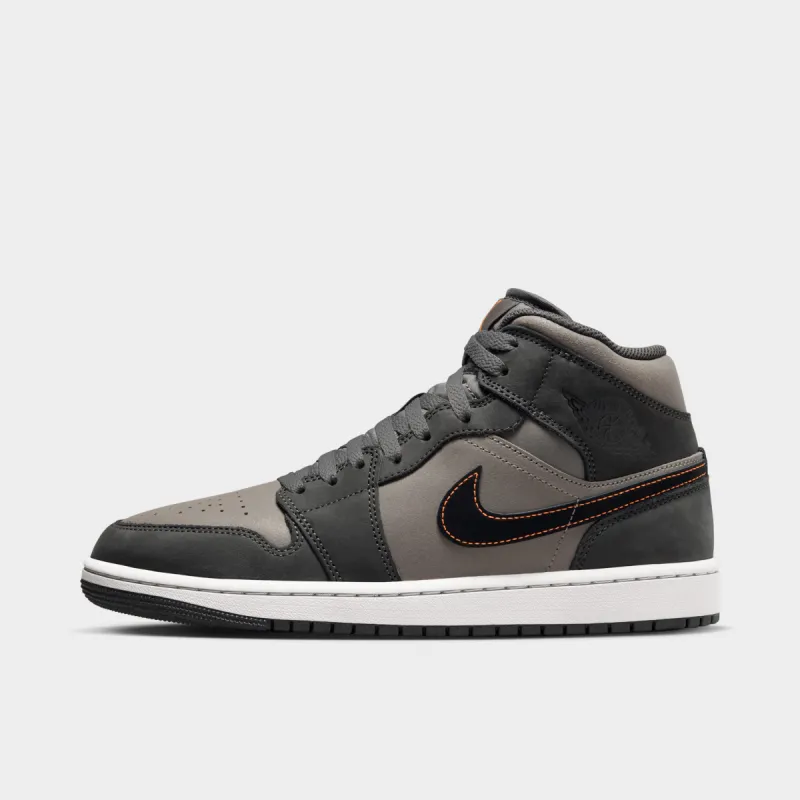 Jordan 1 Mid SE Night Stadium / Flat Pewter - Total Orange sold by JD Sports