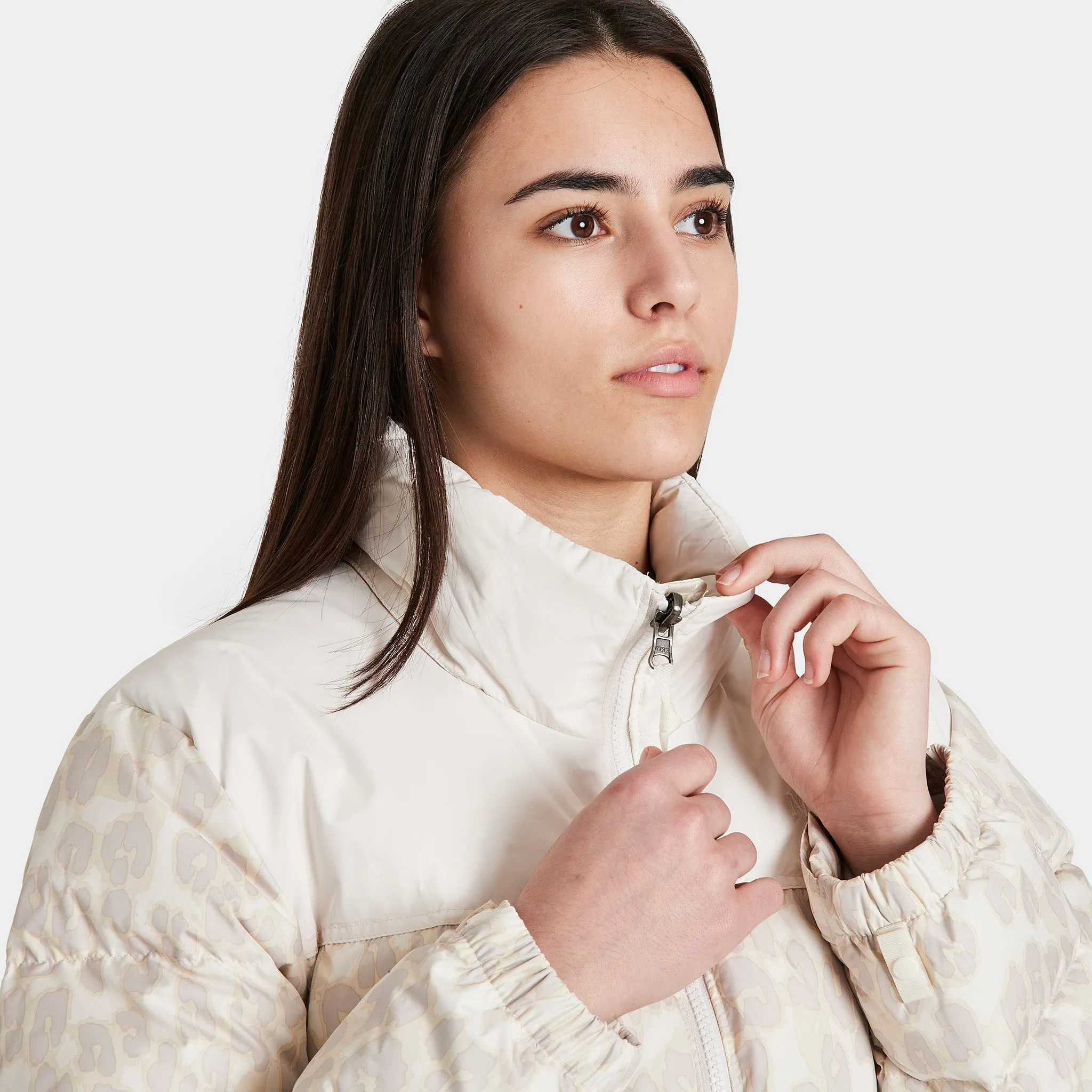 The North Face Women's Printed 1996 Retro Nuptse Jacket Silver Grey Leopard Print / Gardenia White sold by JD Sports product image thumbnail 3