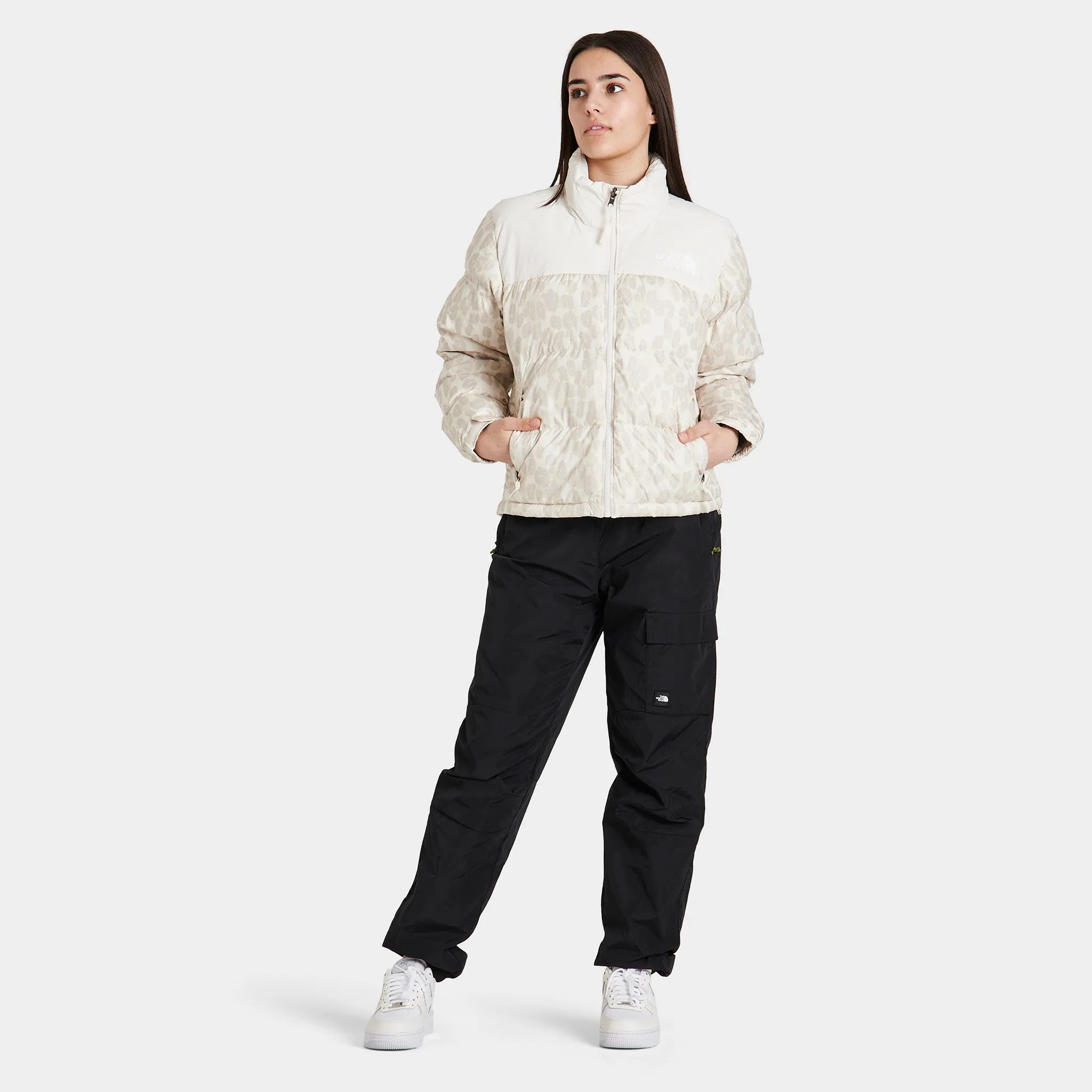 The North Face Women's Printed 1996 Retro Nuptse Jacket Silver Grey Leopard Print / Gardenia White sold by JD Sports product image thumbnail 5