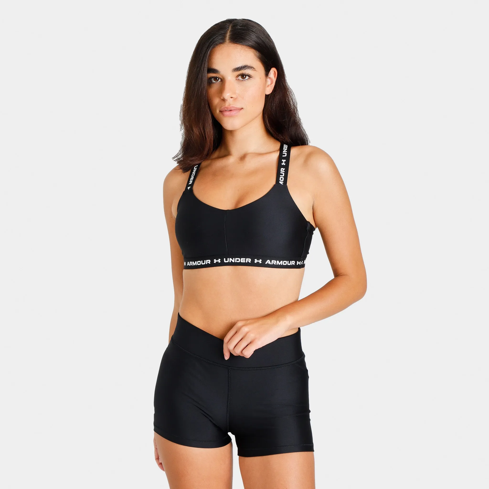 Under Armour Women’s UA Crossback Low Sports Bra Black / White sold by JD Sports