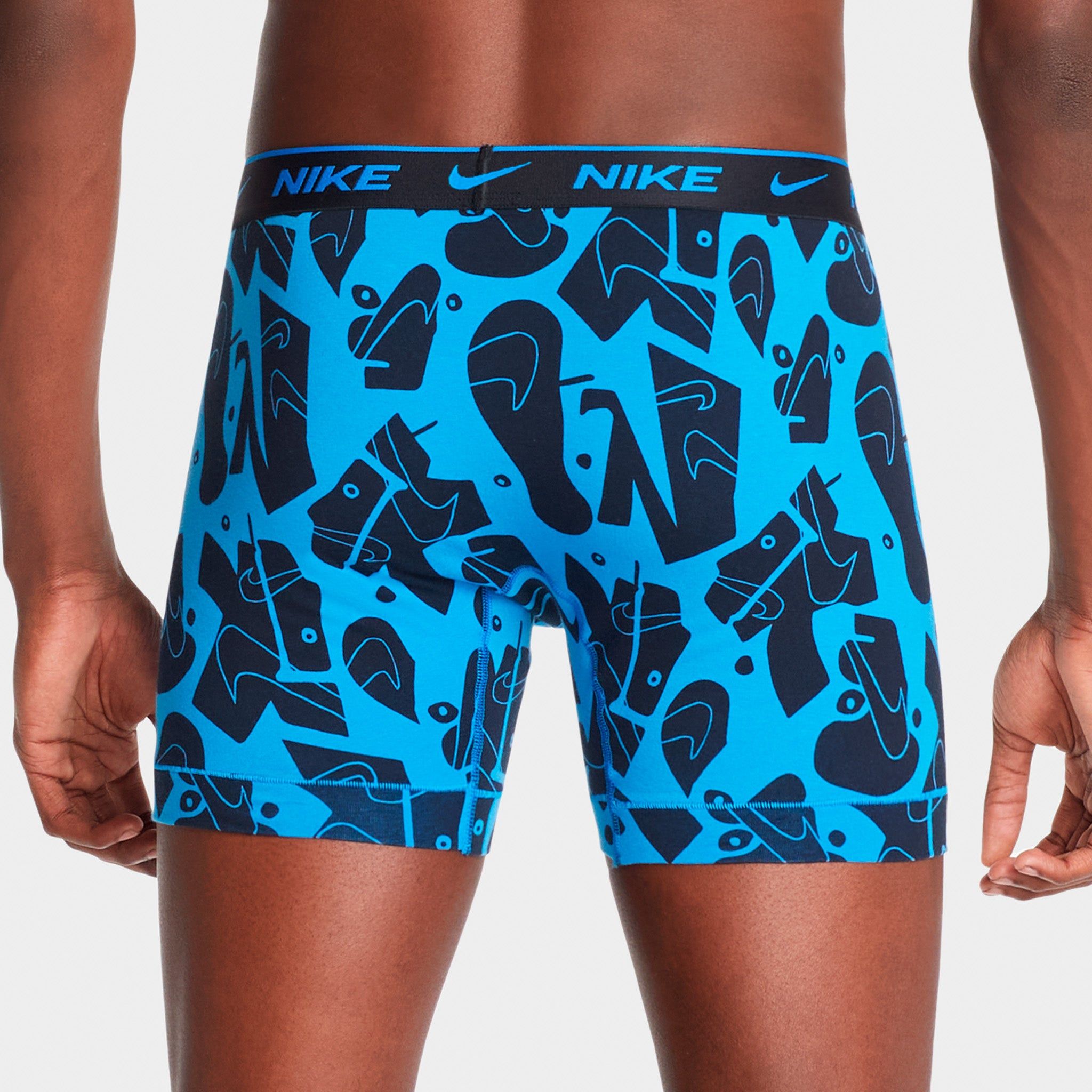 Nike Dri-FIT Essential Cotton Stretch Boxer Briefs (3 Pack) Swoosh Print / Photo Blue - Black sold by JD Sports product image thumbnail 2