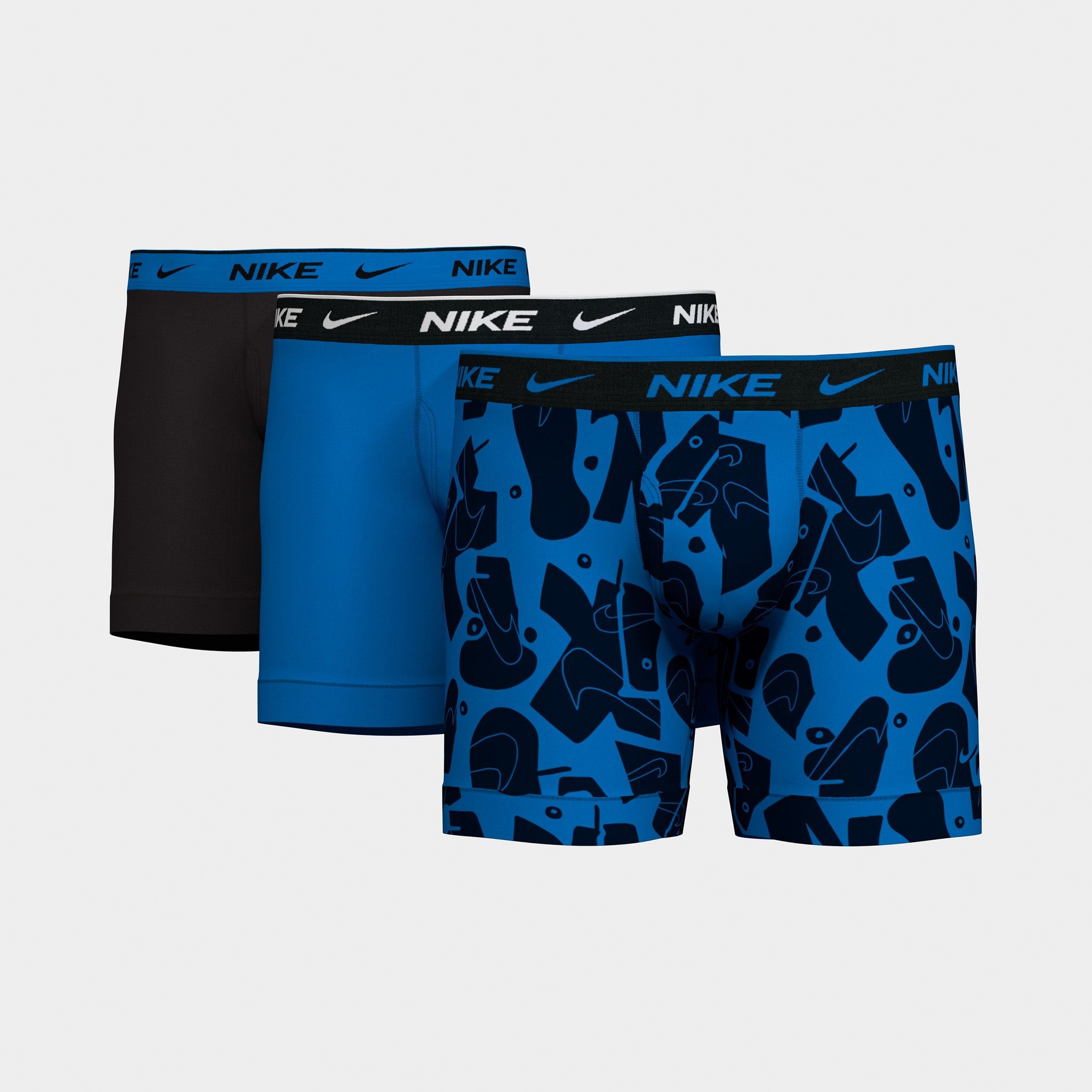Nike Dri-FIT Essential Cotton Stretch Boxer Briefs (3 Pack) Swoosh Print / Photo Blue - Black sold by JD Sports product image thumbnail 3