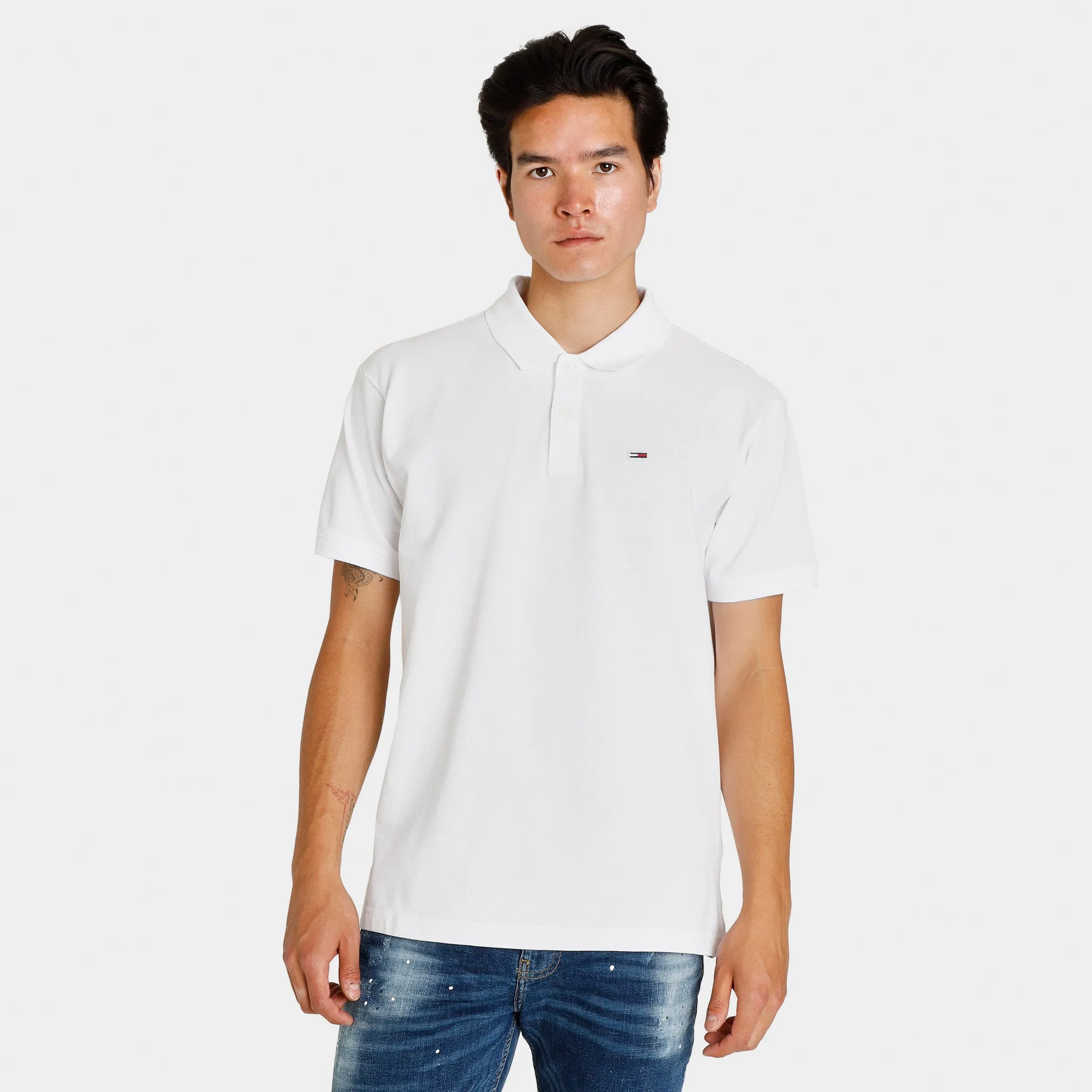 Tommy Jeans Relaxed Fit Polo Shirt White / Black sold by JD Sports