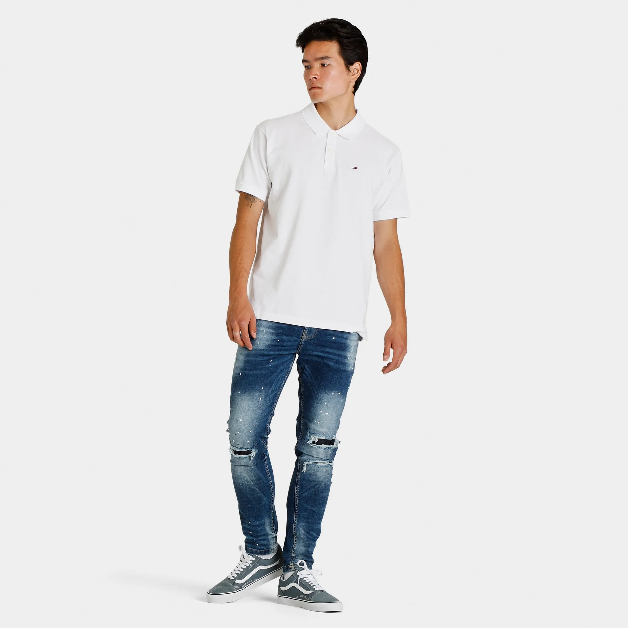 Tommy Jeans Relaxed Fit Polo Shirt White / Black sold by JD Sports product image thumbnail 5