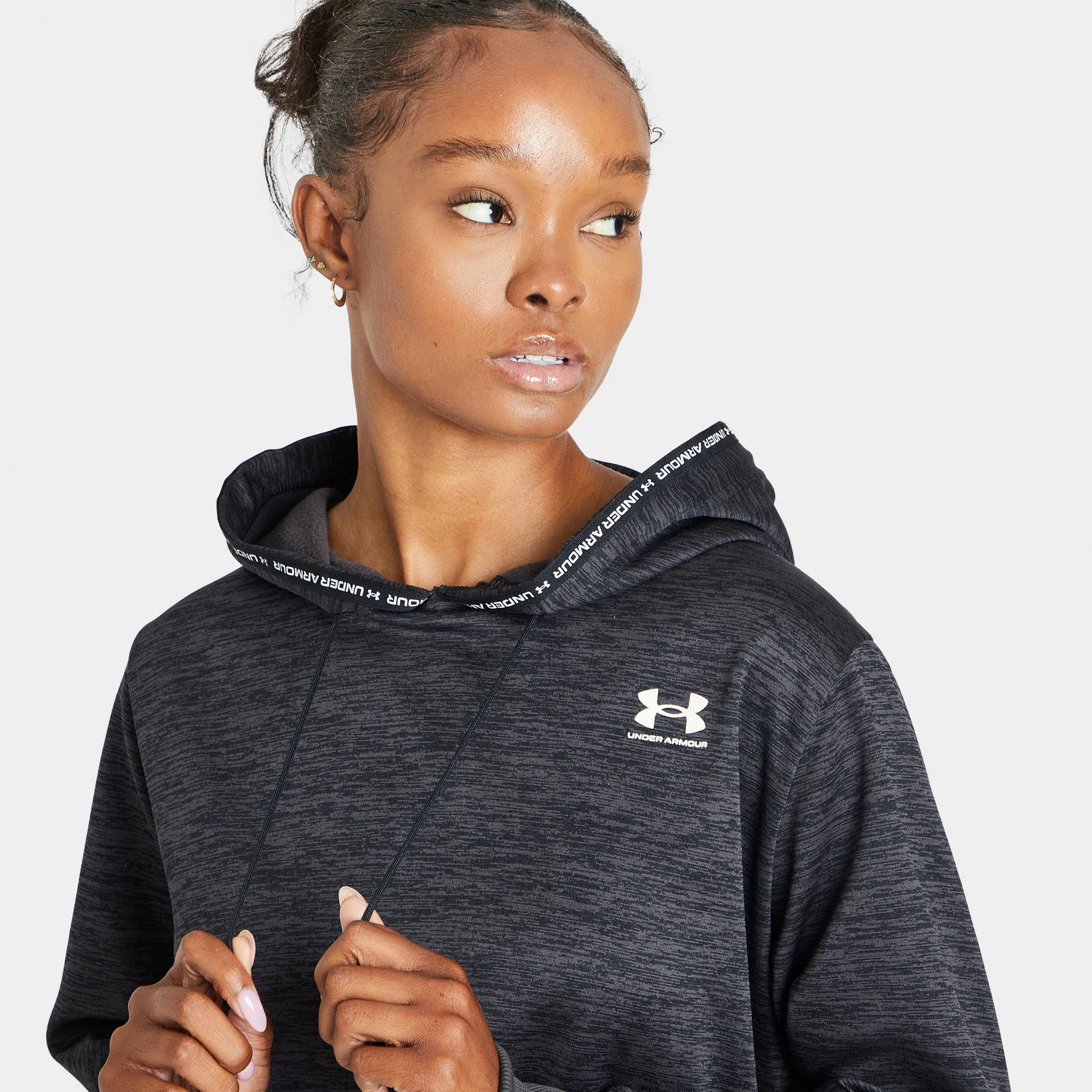 Under Armour Women’s Armour Fleece Twist Pullover Hoodie Black / White sold by JD Sports product image thumbnail 3