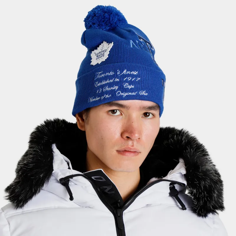 Mitchell & Ness Toronto Maple Leafs Graduation Knit Toque Blue / White sold by JD Sports