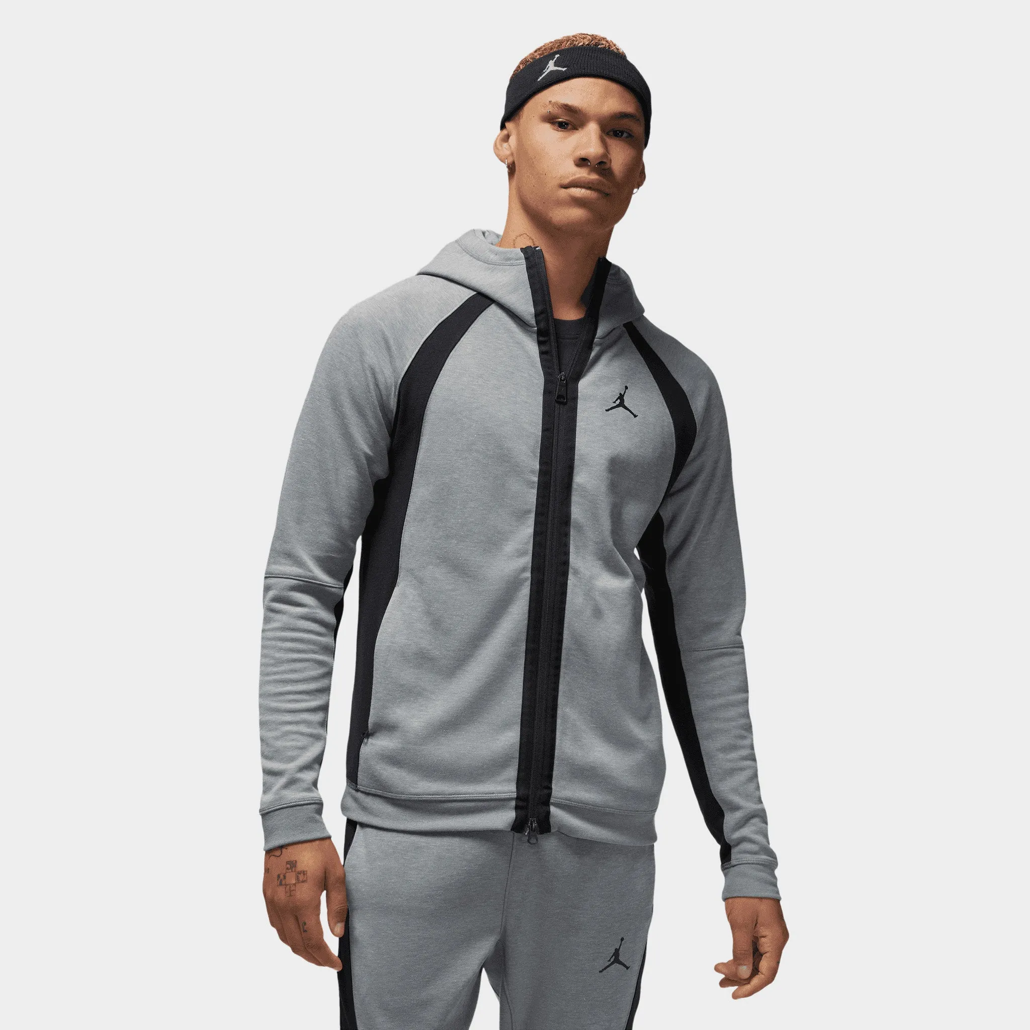 Jordan Dri-FIT Sport Air Full Zip Hoodie Carbon Heather / Black - Black sold by JD Sports
