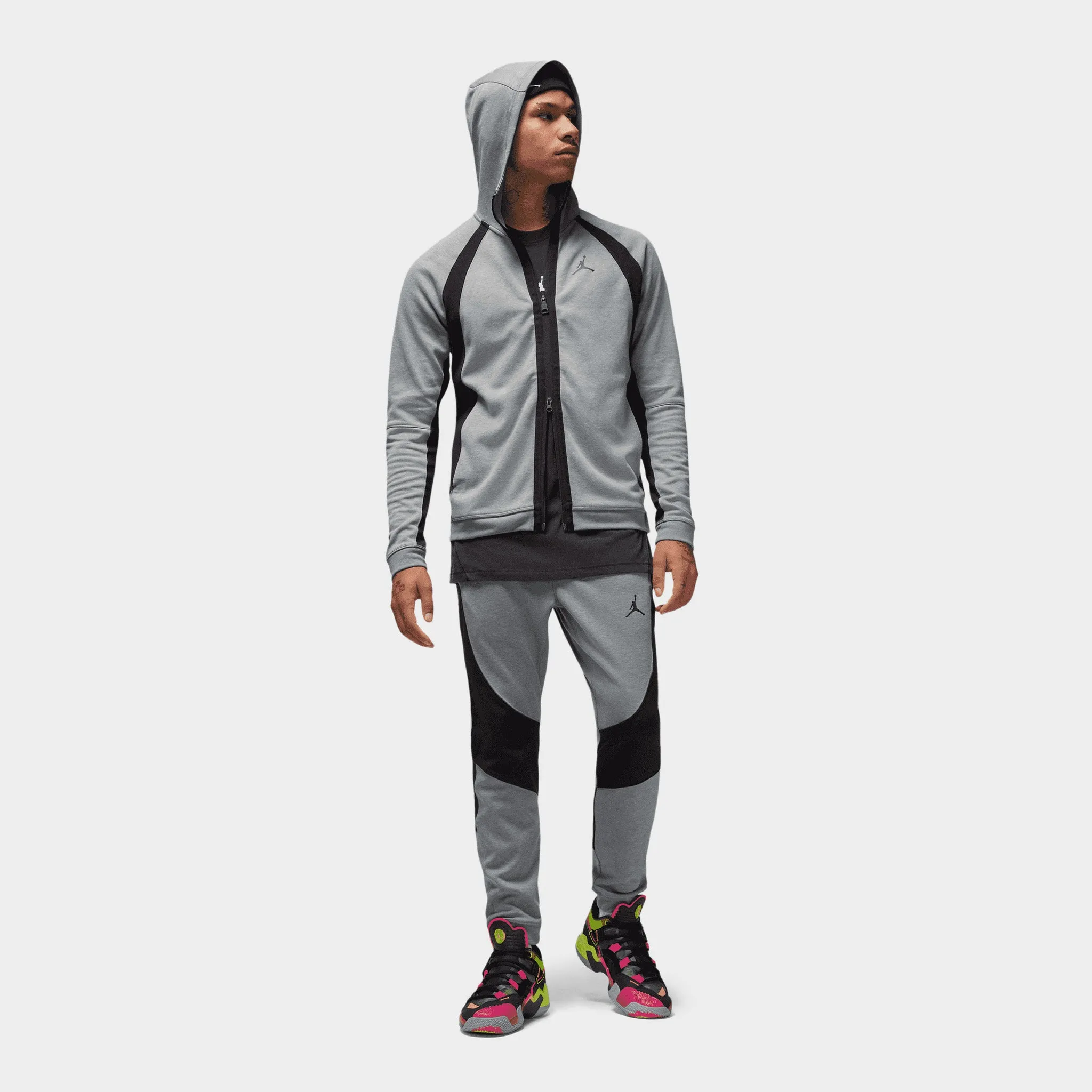 Jordan Dri-FIT Sport Air Full Zip Hoodie Carbon Heather / Black - Black sold by JD Sports product image thumbnail 5