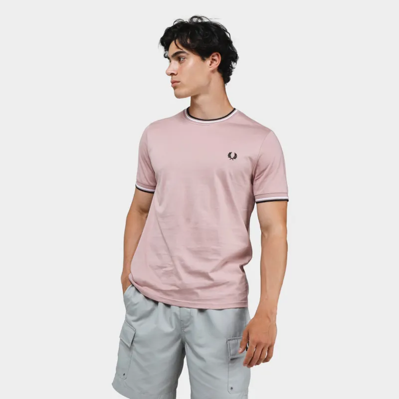 Fred Perry Twin Tipped T-shirt Dusty Rose Pink / Black sold by JD Sports