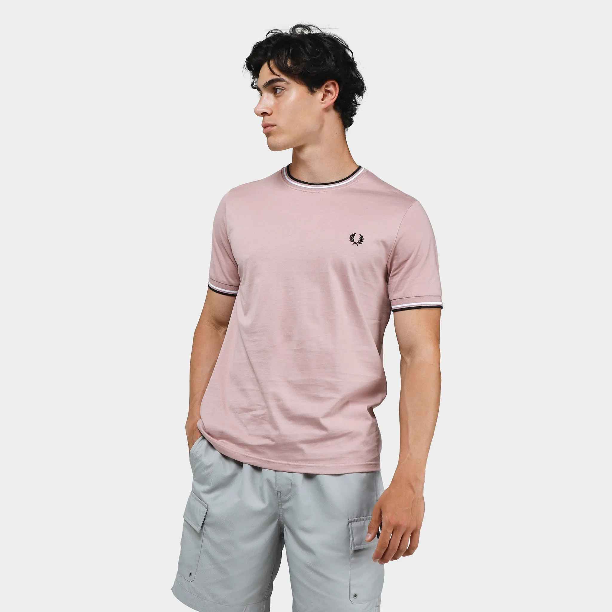 Fred Perry Twin Tipped T-shirt Dusty Rose Pink / Black sold by JD Sports