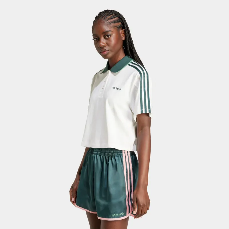 adidas Women's Cropped Polo Shirt / Cloud White sold by JD Sports