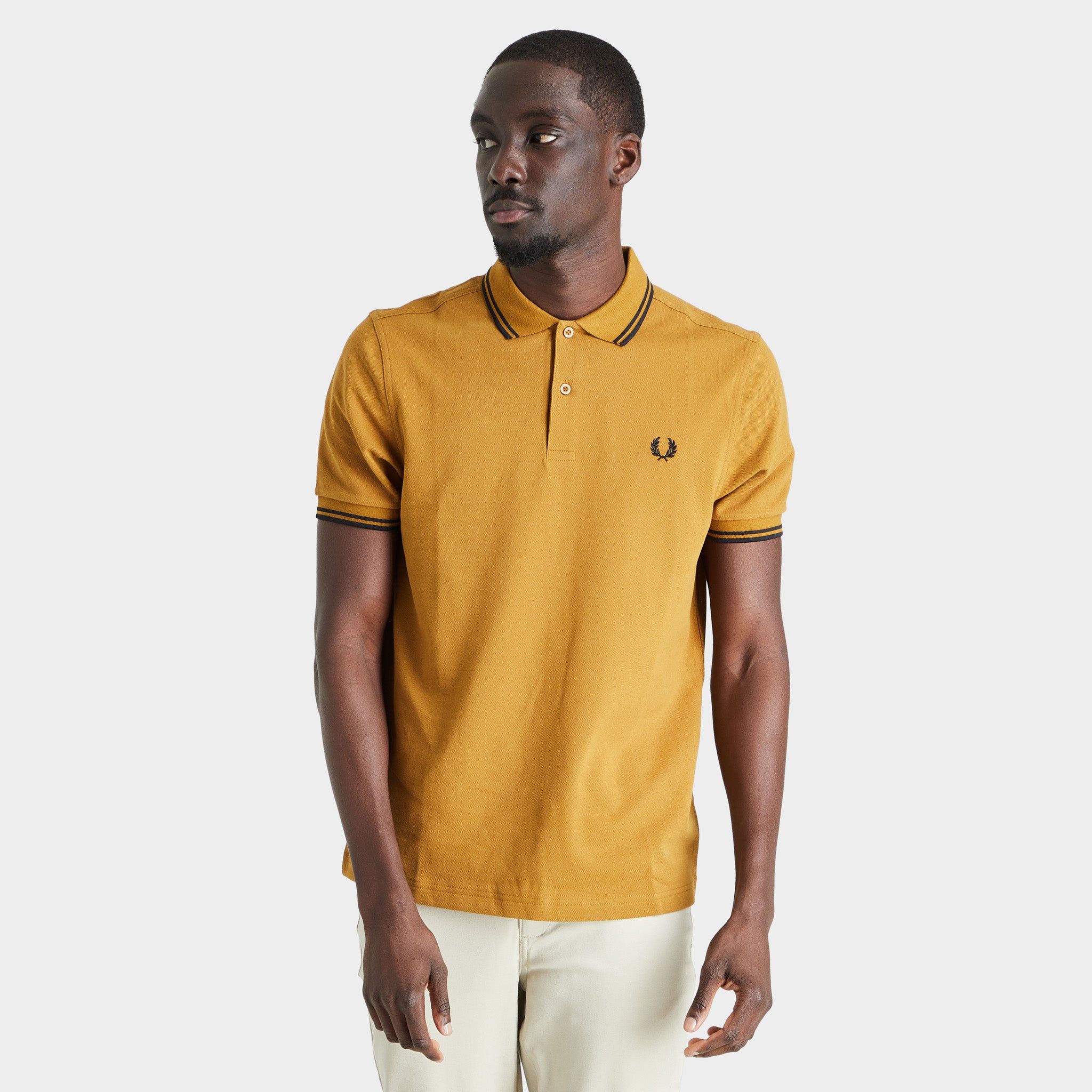 Fred Perry Twin Tipped Polo T-shirt Dark Caramel / Black sold by JD Sports