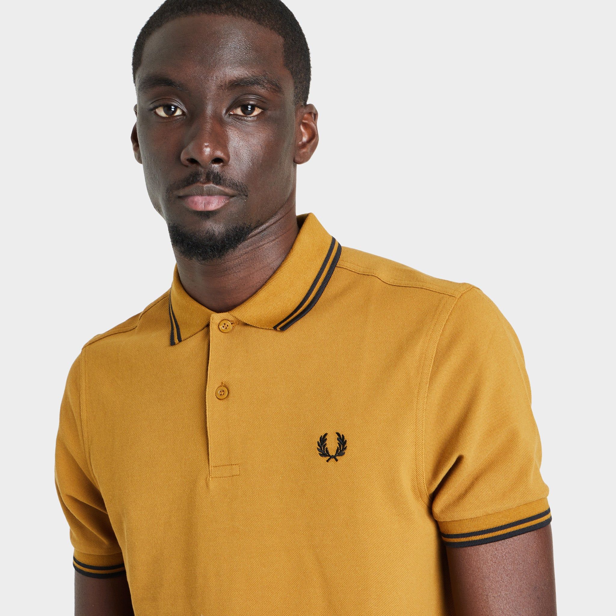 Fred Perry Twin Tipped Polo T-shirt Dark Caramel / Black sold by JD Sports product image thumbnail 3