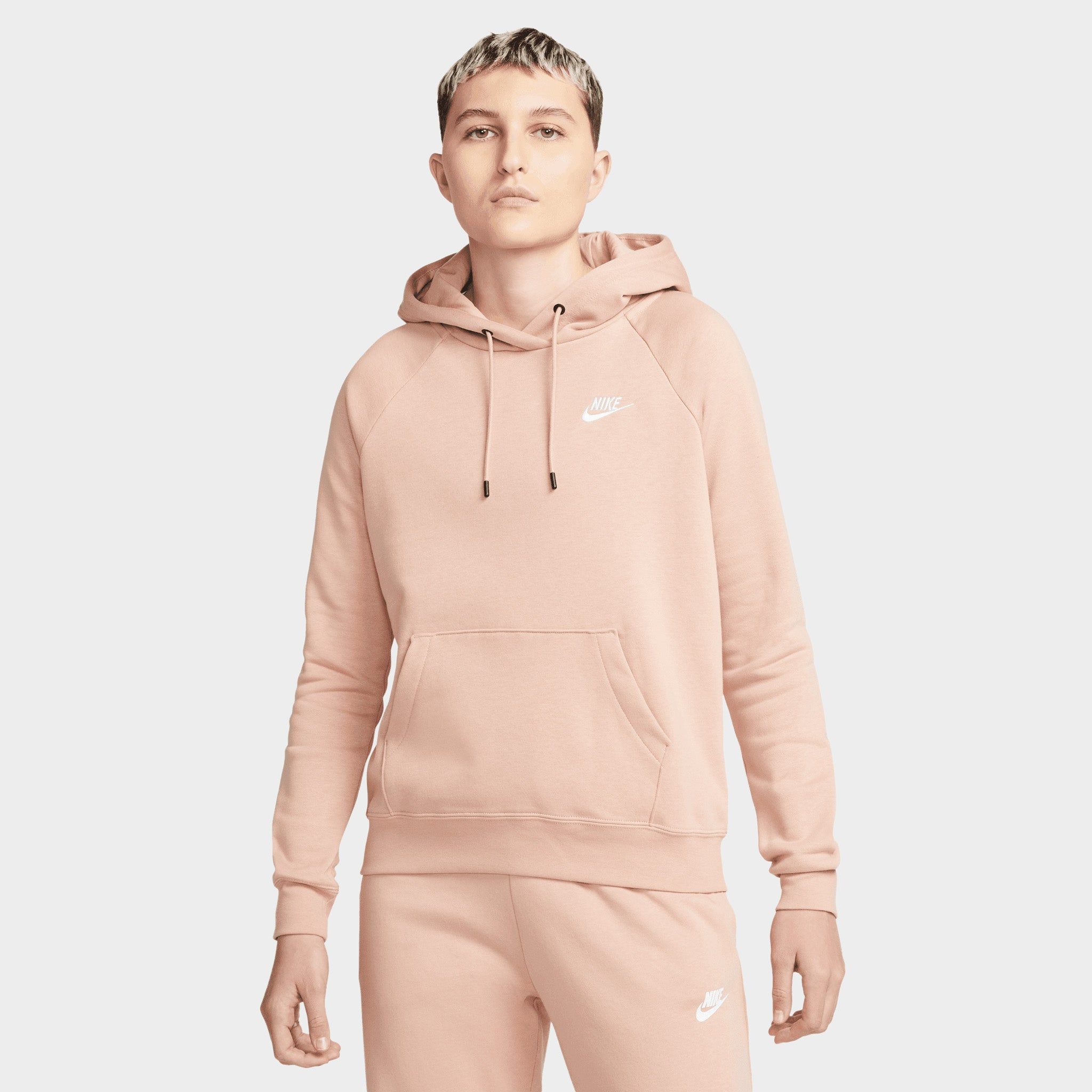 Nike Sportswear Women's Essential Fleece Pullover Hoodie Rose Whisper / White sold by JD Sports