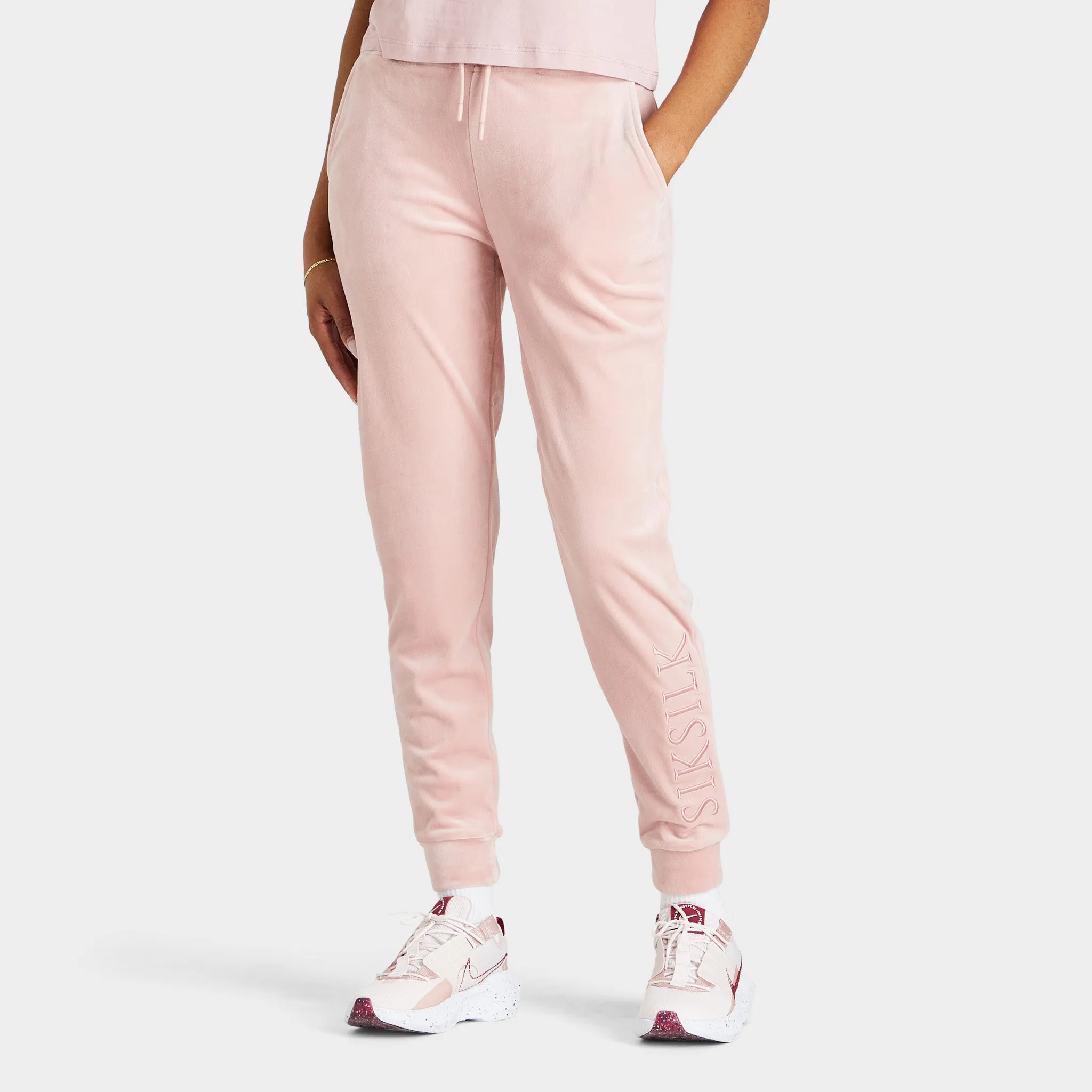 SikSilk Women's Velour Embroidered Joggers / Pink sold by JD Sports product image thumbnail 3