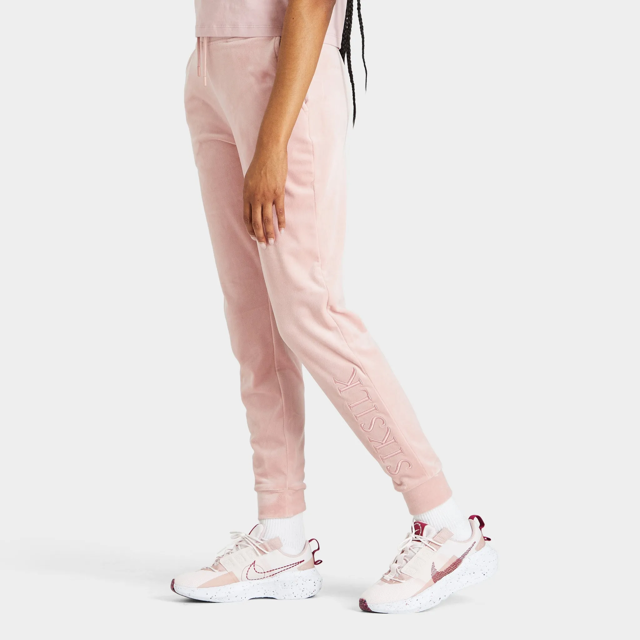 SikSilk Women's Velour Embroidered Joggers / Pink sold by JD Sports product image thumbnail 4