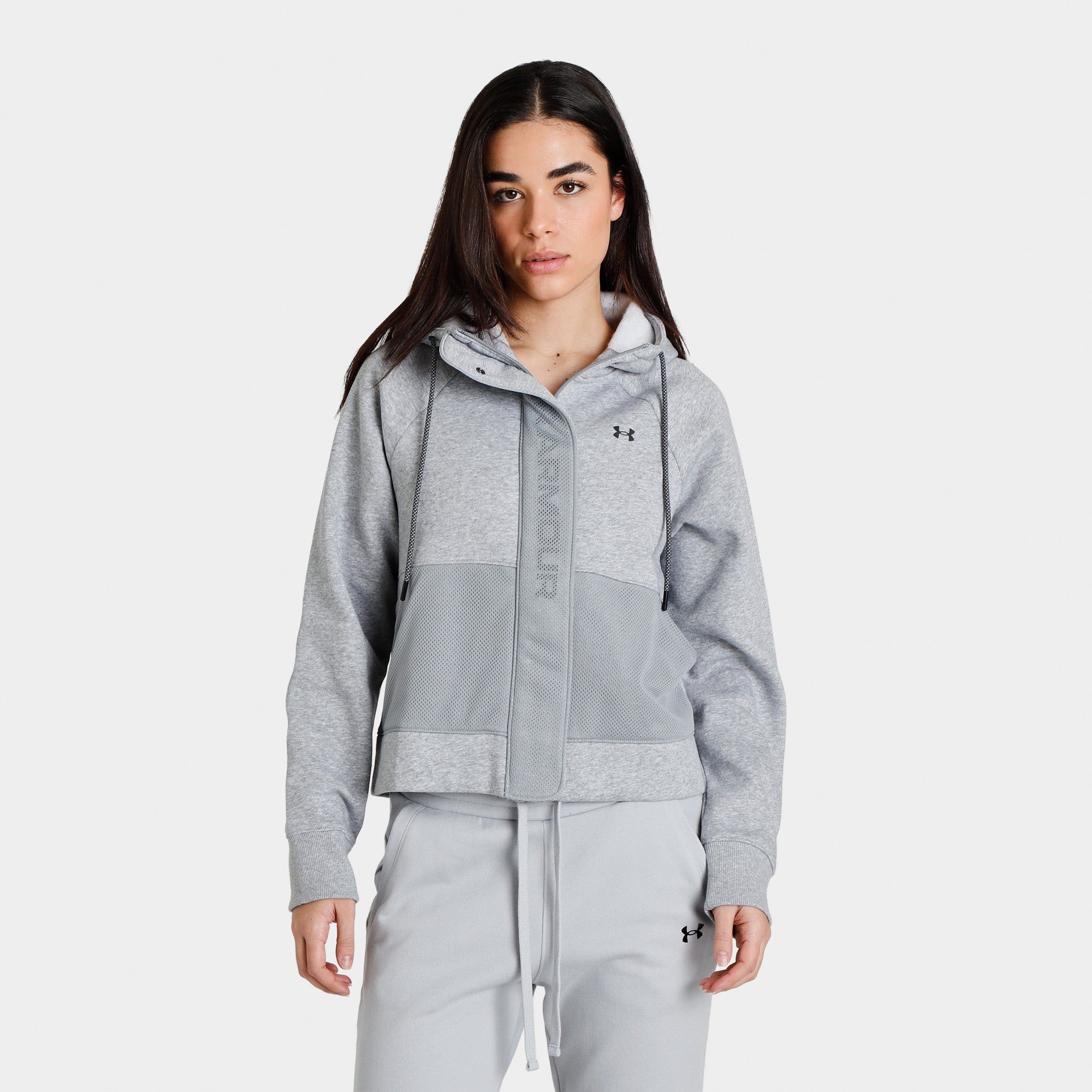Under Armour Women’s Rival Fleece Mesh Full Zip Hoodie / Grey sold by JD Sports