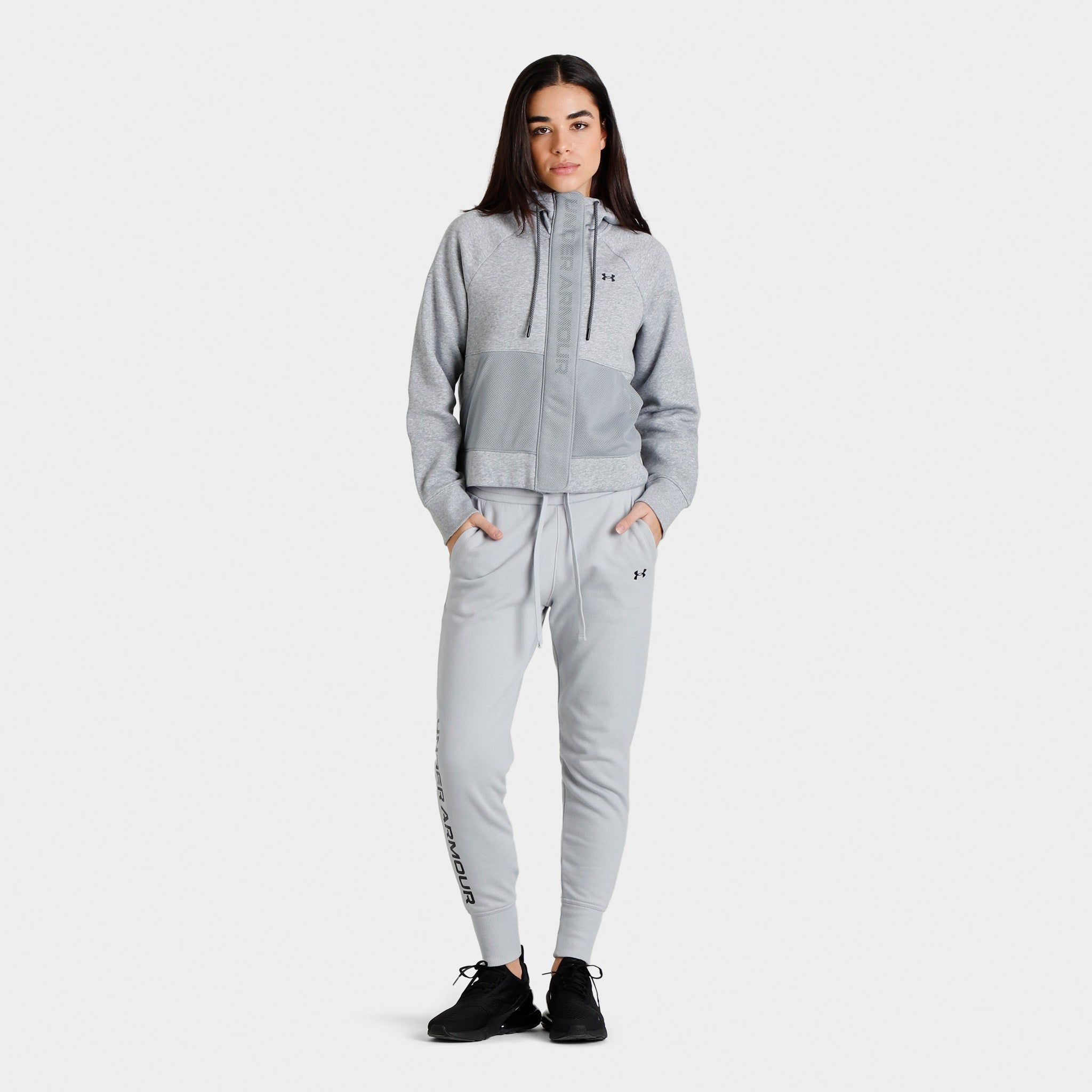 Under Armour Women’s Rival Fleece Mesh Full Zip Hoodie / Grey sold by JD Sports product image thumbnail 3