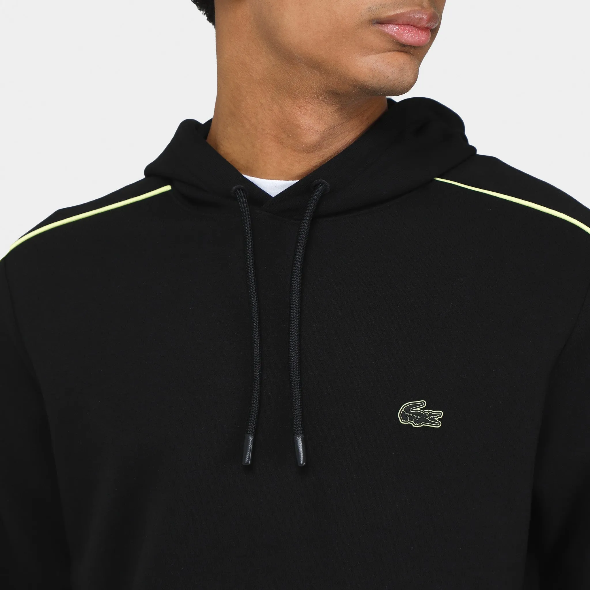 Lacoste Contrast Details Pullover Hoodie Black / Flashy Yellow sold by JD Sports product image thumbnail 4