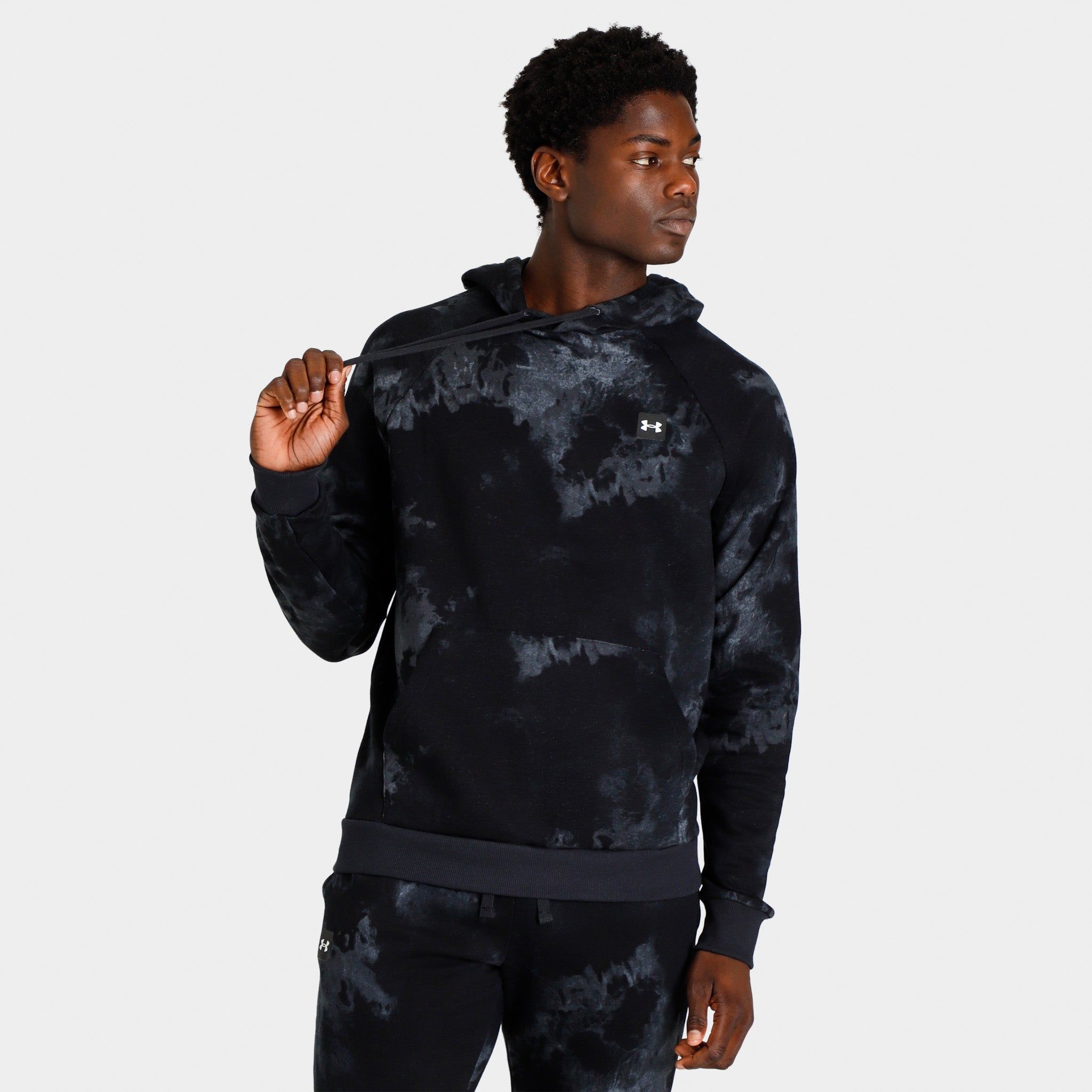 Under Armour Rival Fleece Dye Pullover Hoodie Black / Onyx White sold by JD Sports product image thumbnail 3