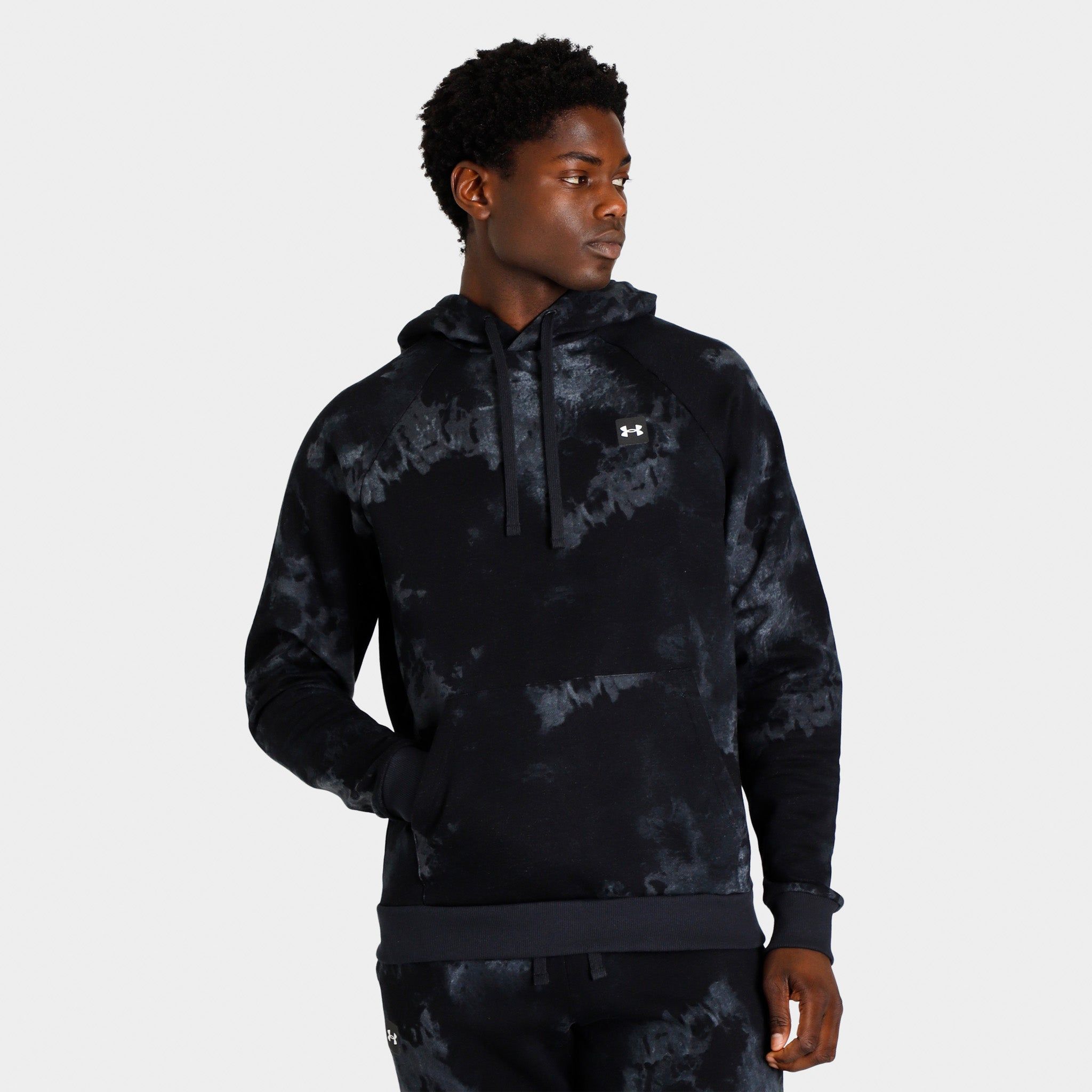 Under Armour Rival Fleece Dye Pullover Hoodie Black / Onyx White sold by JD Sports