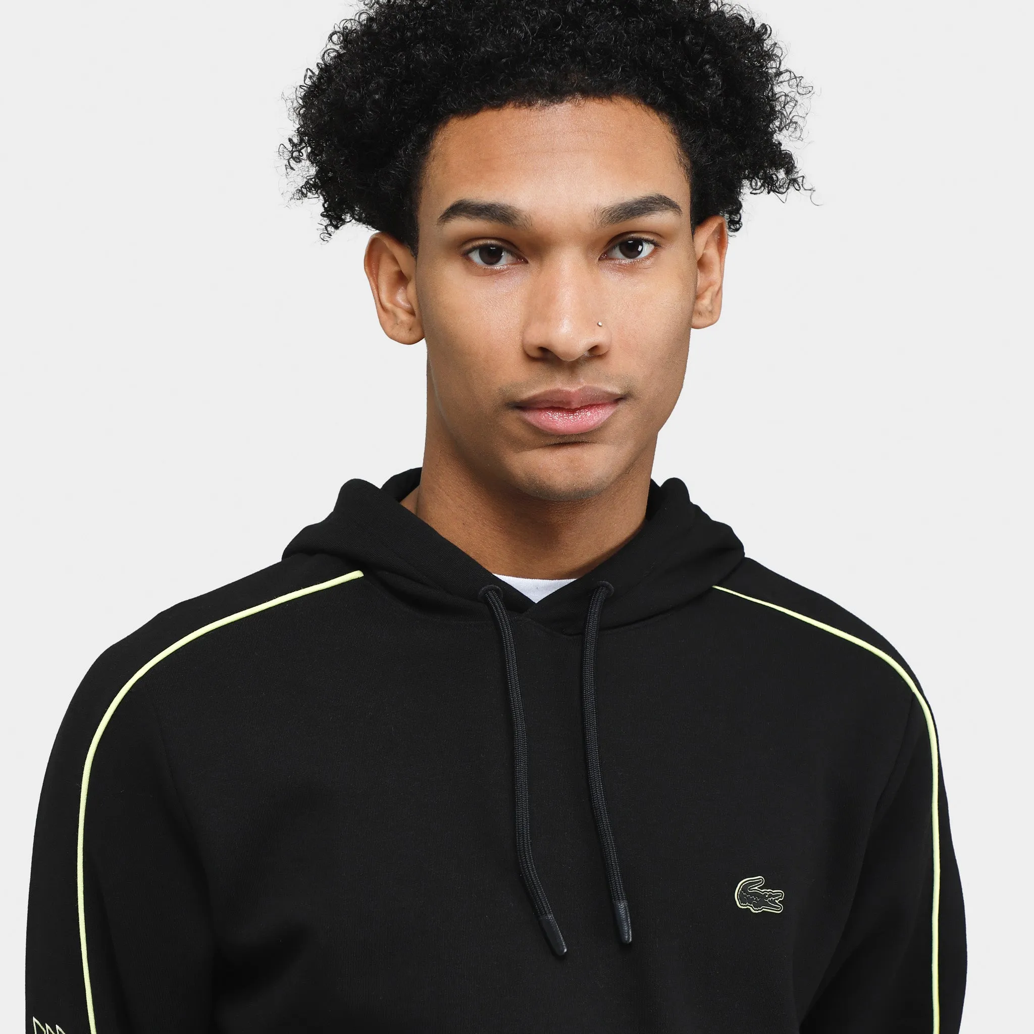 Lacoste Contrast Details Pullover Hoodie Black / Flashy Yellow sold by JD Sports product image thumbnail 3