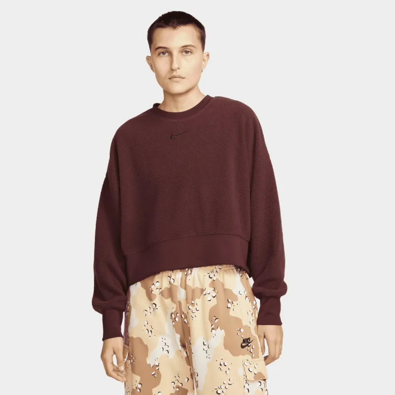 Nike Women's Sportswear Plush Cropped Crew Sweatshirt Burgundy Crush / Black sold by JD Sports