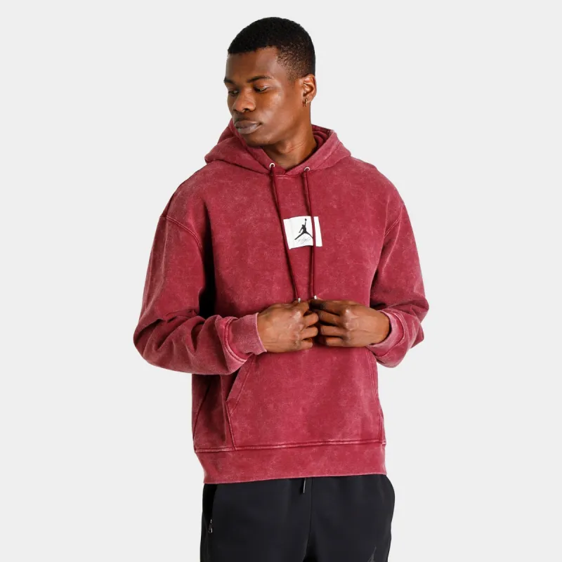 Jordan Essentials Statement Washed Fleece Pullover Hoodie / Cherrywood Red sold by JD Sports