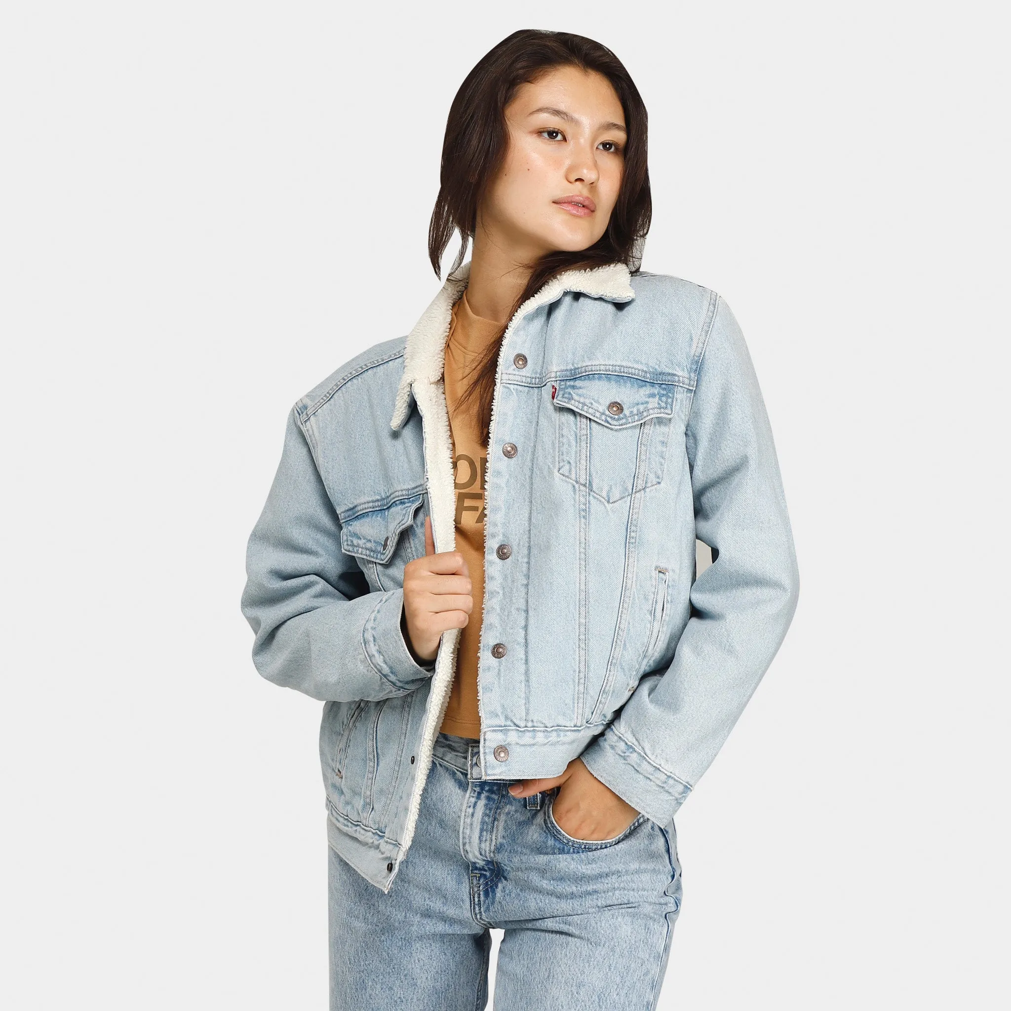 Levi's Women's Sherpa Ex-Boyfriend Trucker Jacket / Indigo Worn In sold by JD Sports