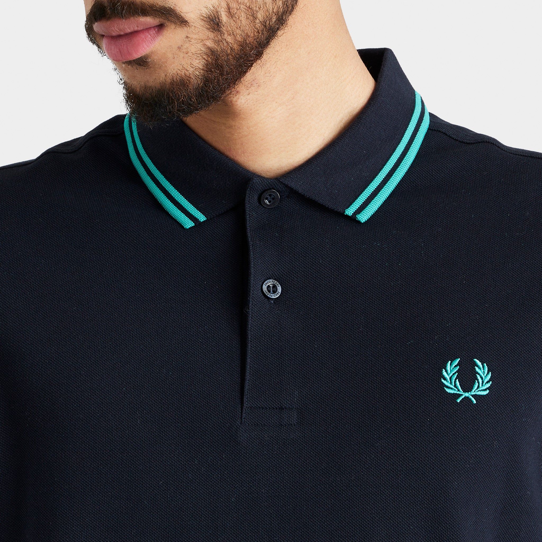 Fred Perry Twin Tipped Polo T-shirt Navy / Dark Mint - Dark Mint sold by JD Sports product image thumbnail 4