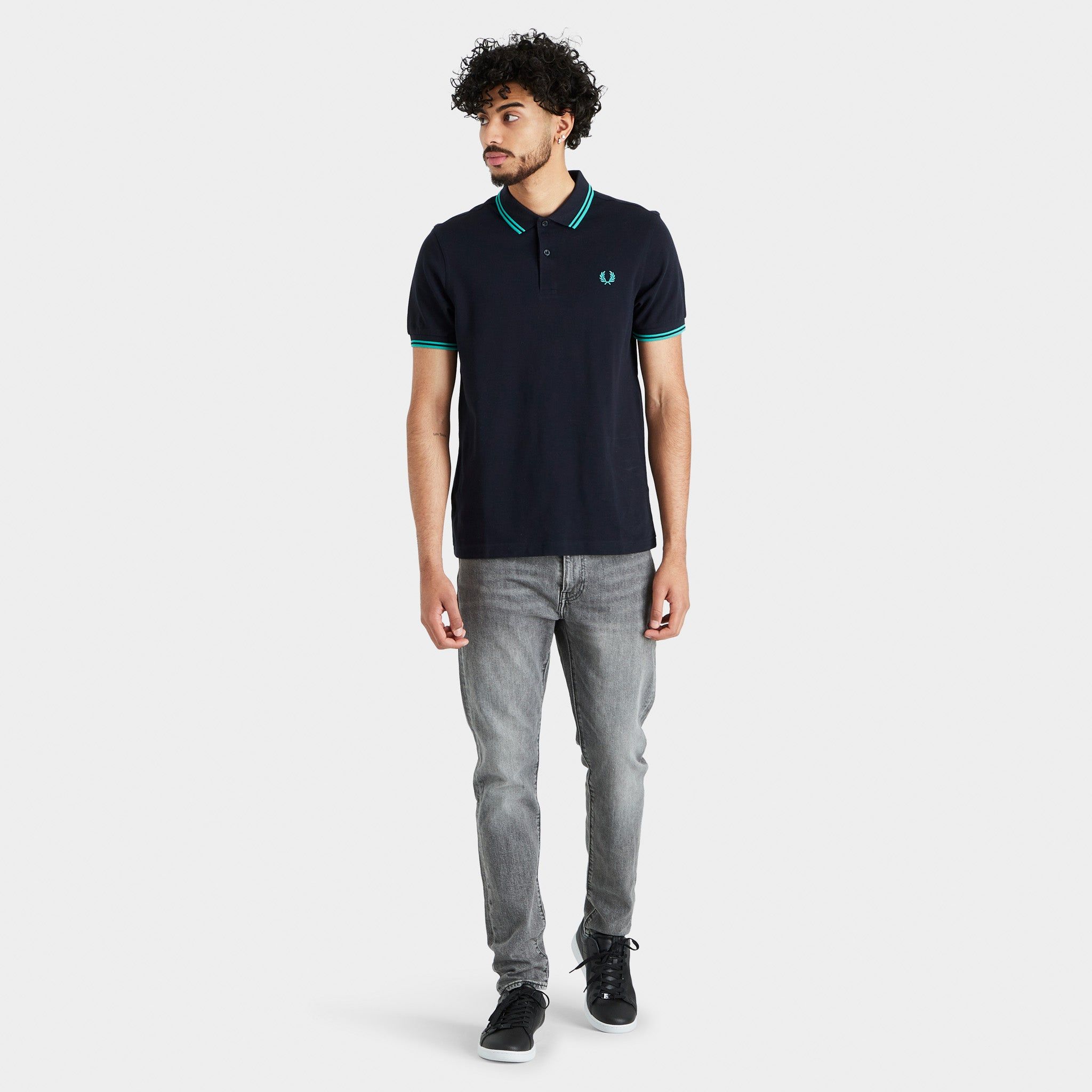 Fred Perry Twin Tipped Polo T-shirt Navy / Dark Mint - Dark Mint sold by JD Sports product image thumbnail 5