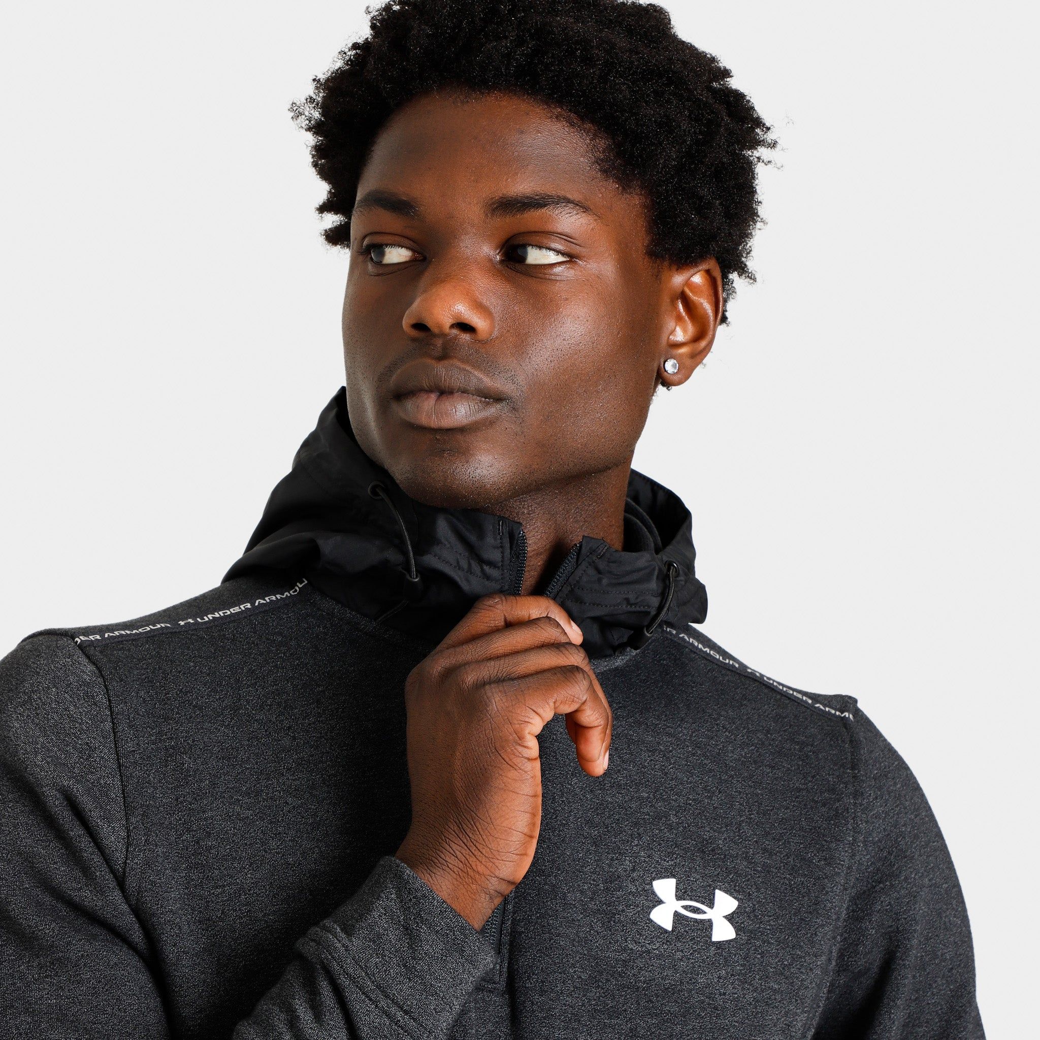 Under Armour JD TB Fleece Quarter Zip Hoodie Black / White sold by JD Sports product image thumbnail 2